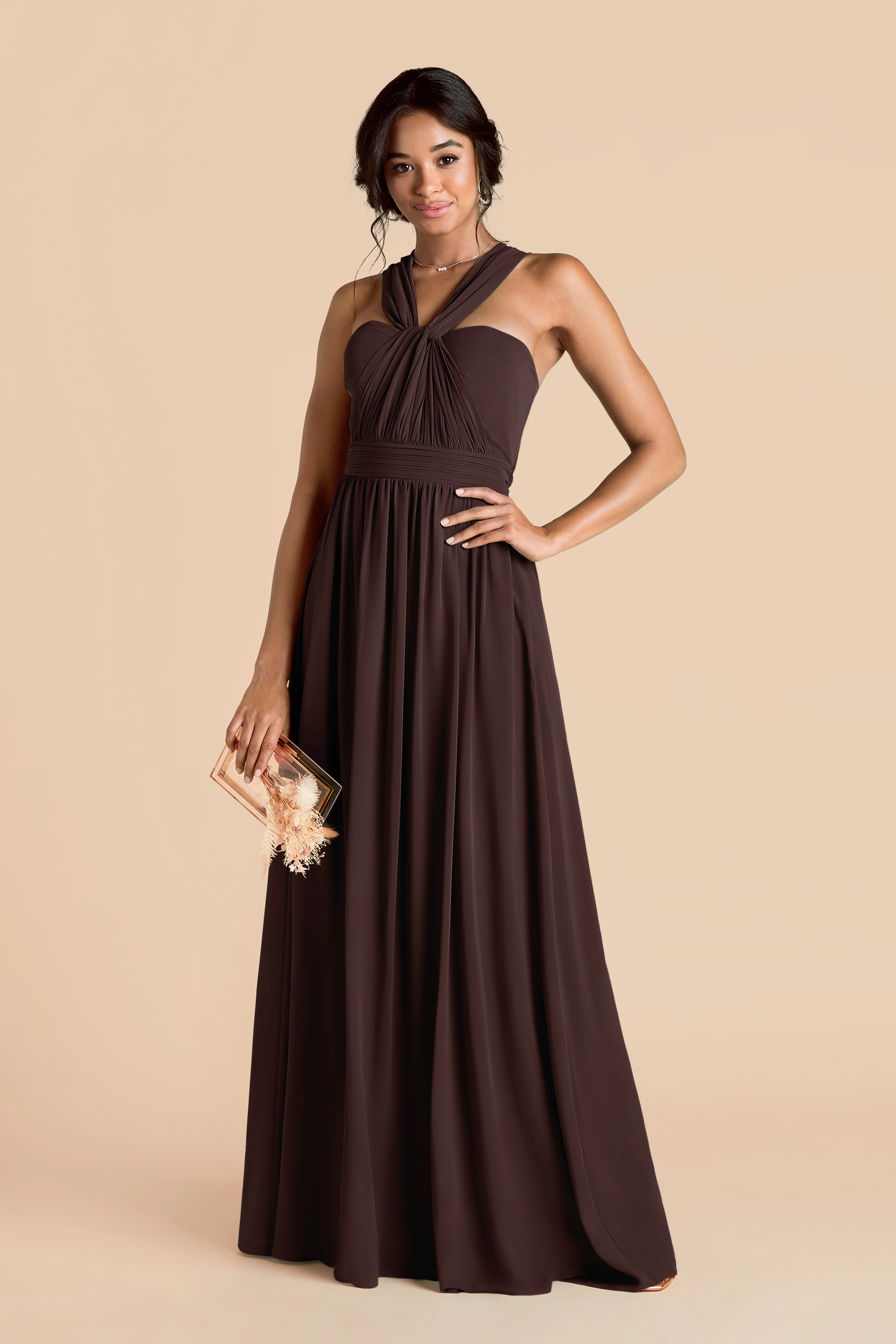 Grace Chiffon Dress - Espresso - Image 6