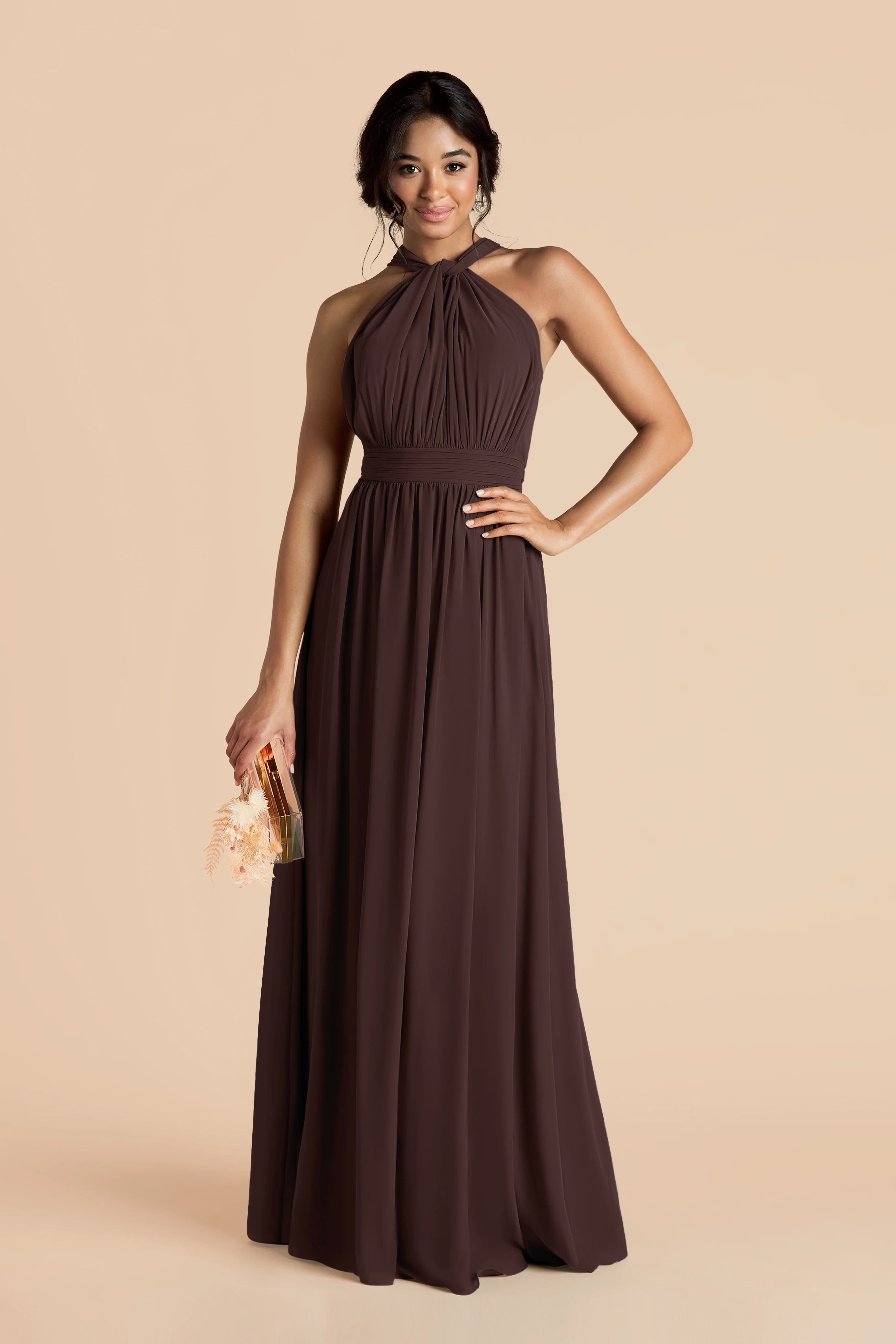 Grace Chiffon Dress - Espresso - Image 7