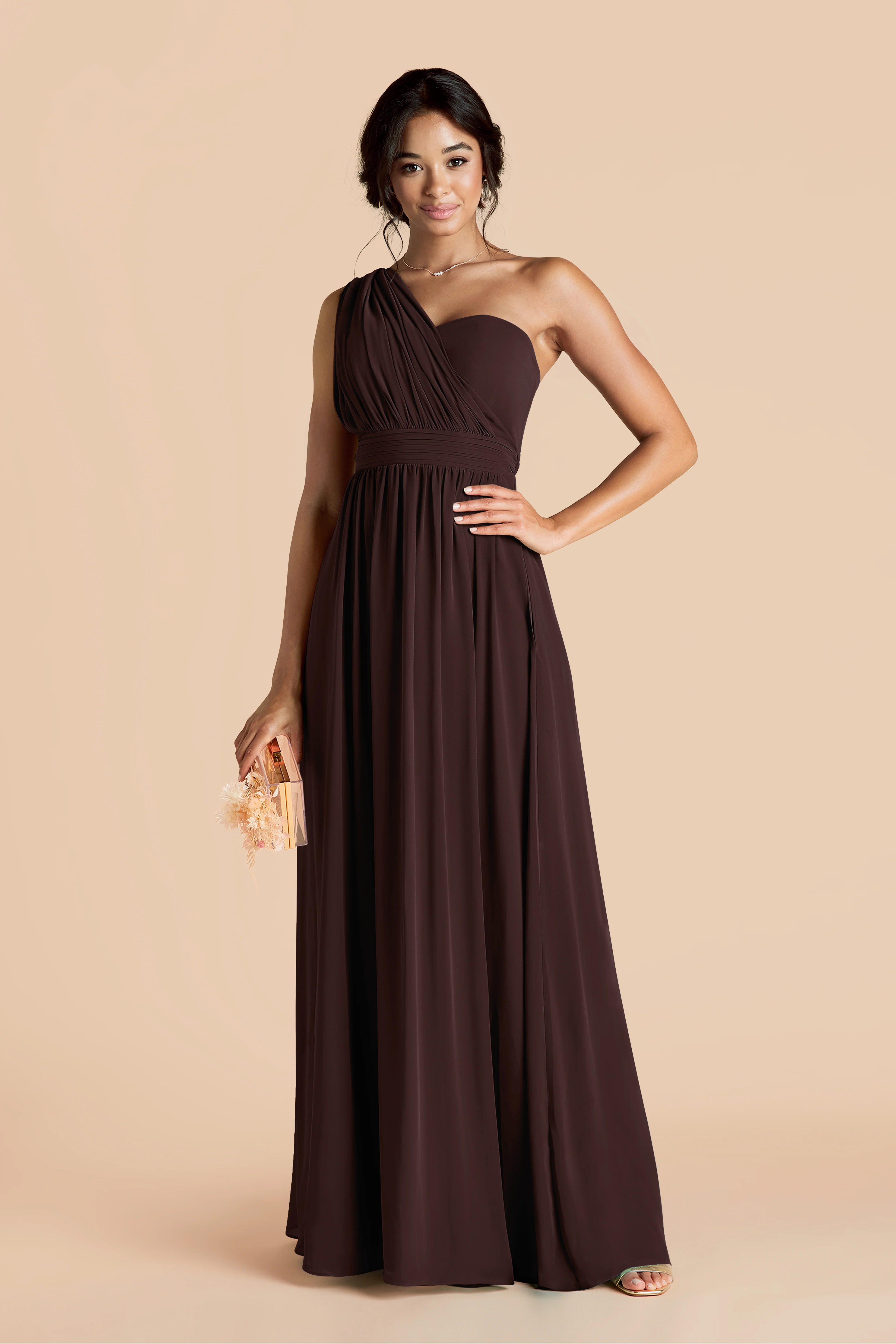 Grace Chiffon Dress - Espresso - Image 8