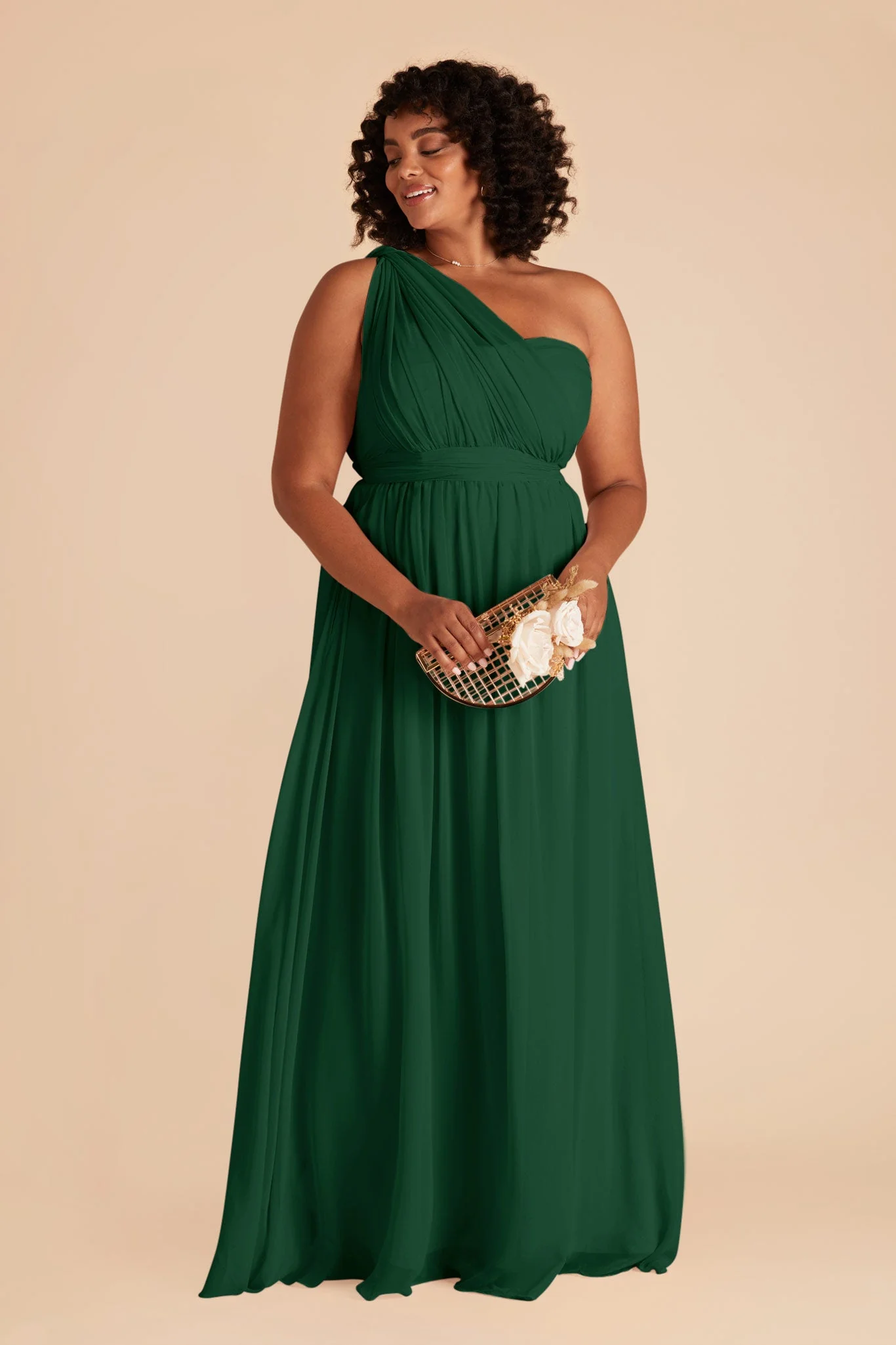 Grace Chiffon Dress - Forest Green - Image 2