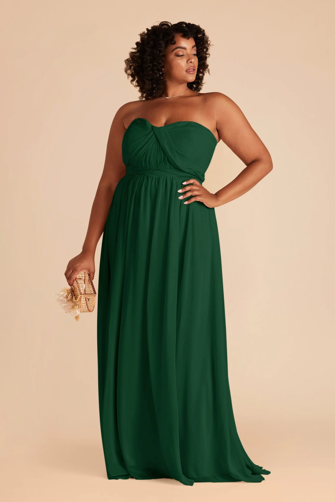 Grace Chiffon Dress - Forest Green - Image 6