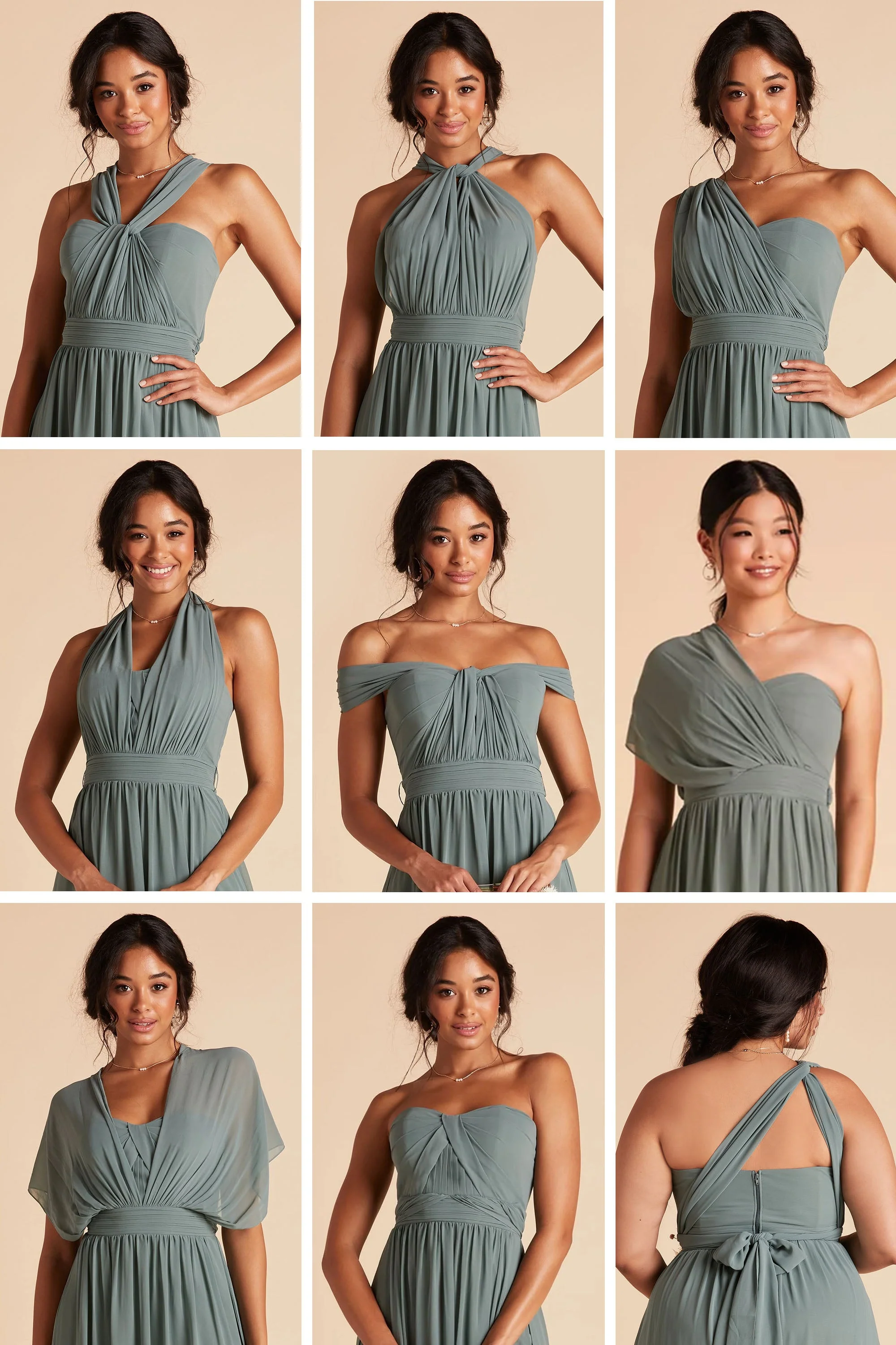 Grace Chiffon Dress - Forest Green - Image 8