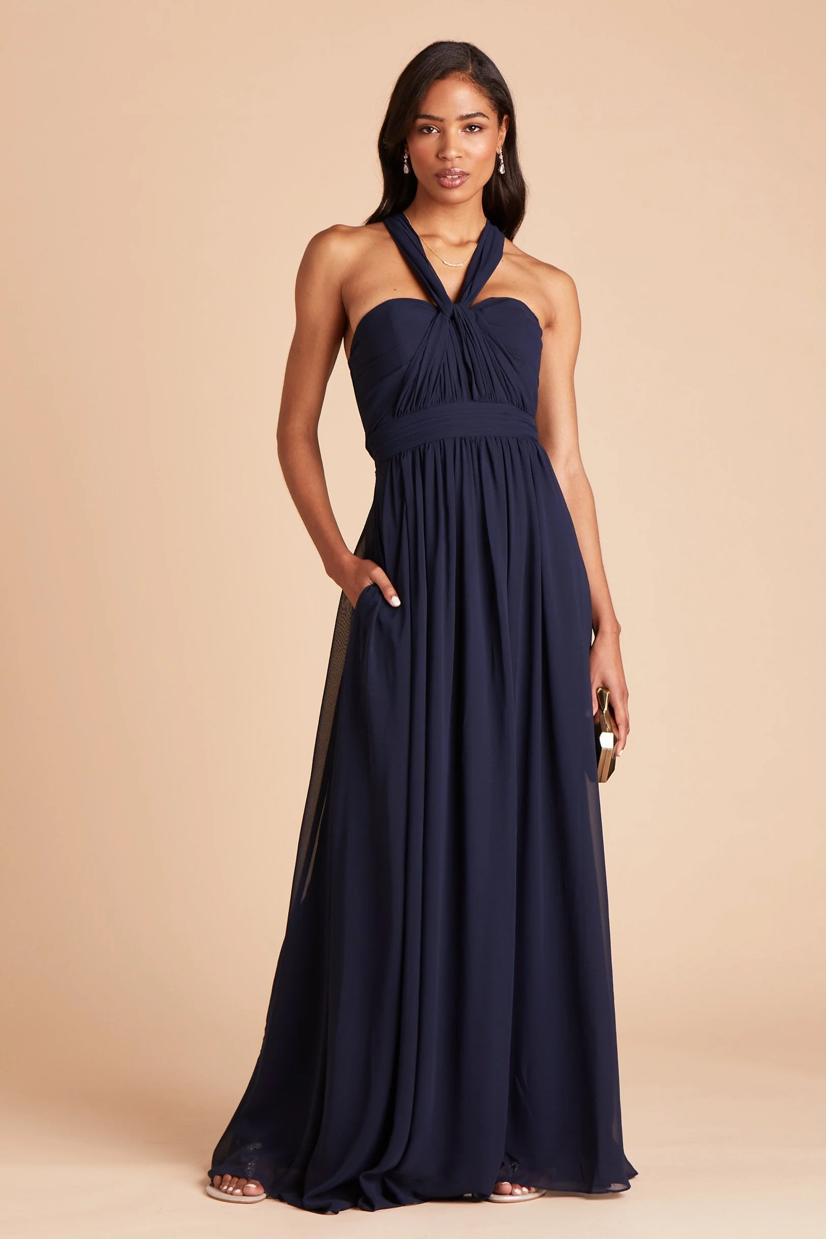 Grace Chiffon Dress - Navy