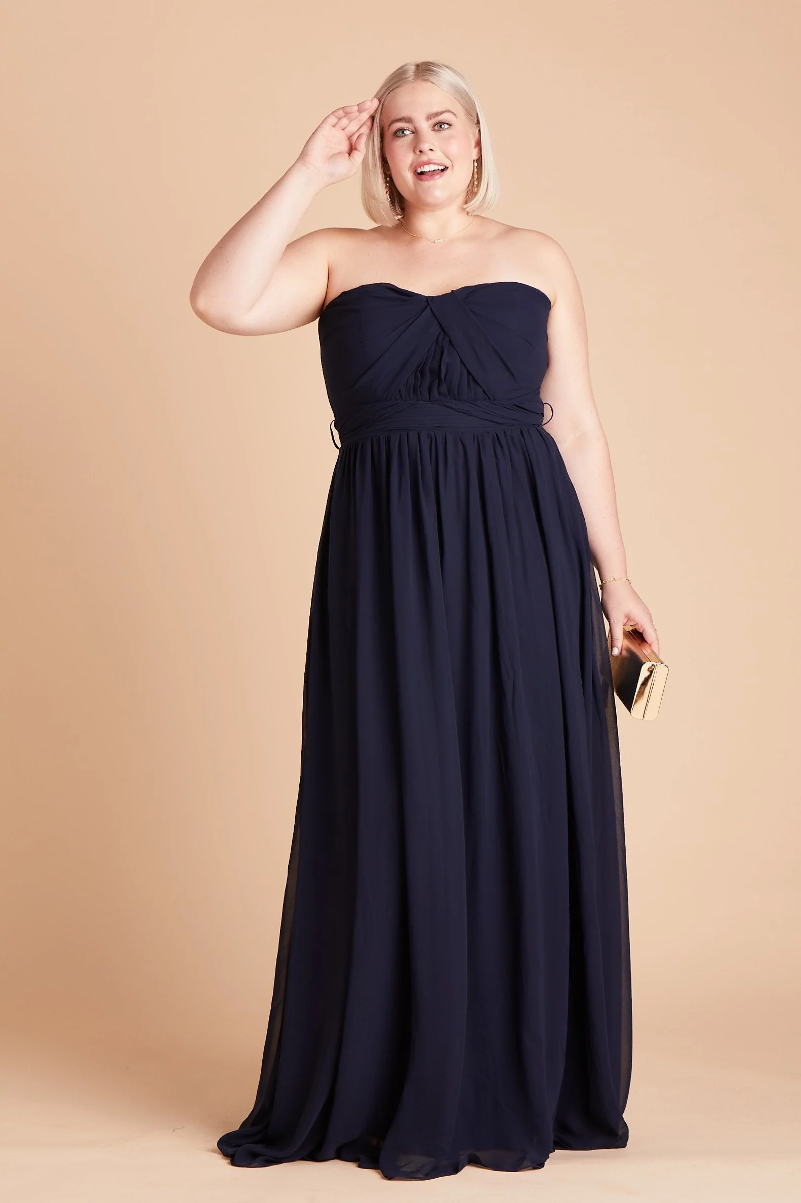 Grace Chiffon Dress - Navy - Image 13