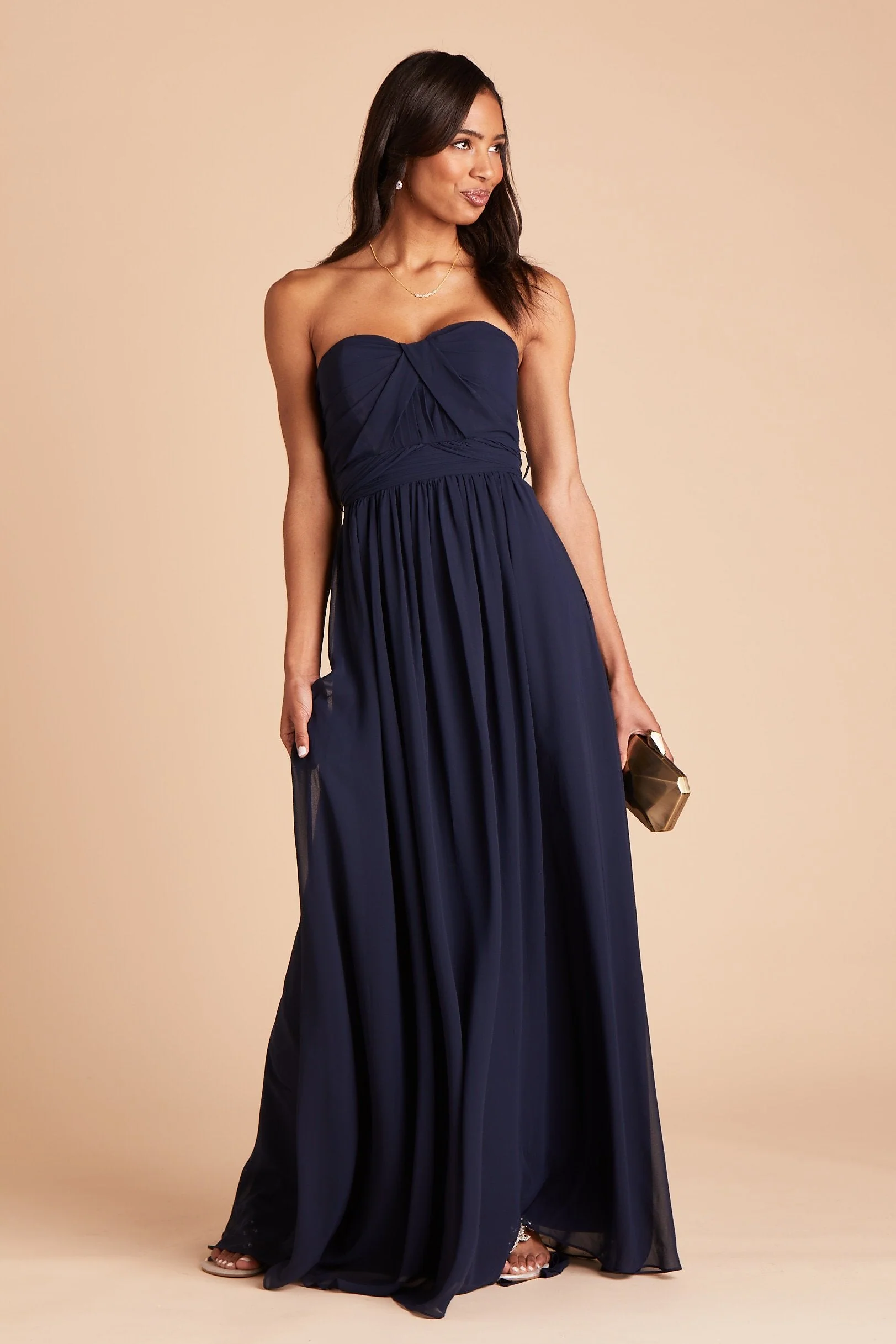 Grace Chiffon Dress - Navy - Image 3