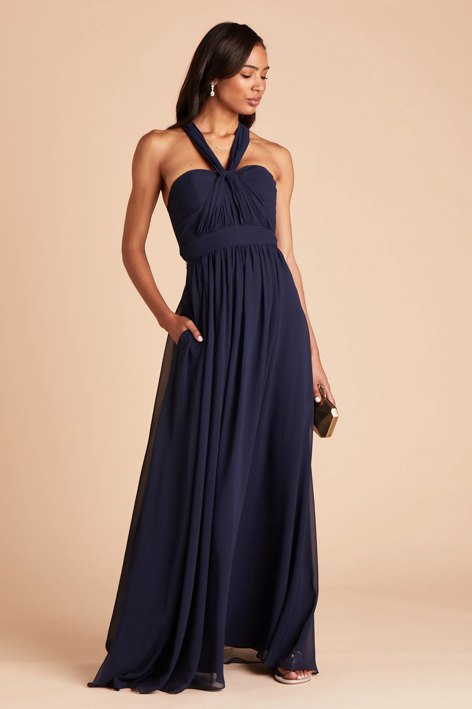 Grace Chiffon Dress - Navy - Image 4