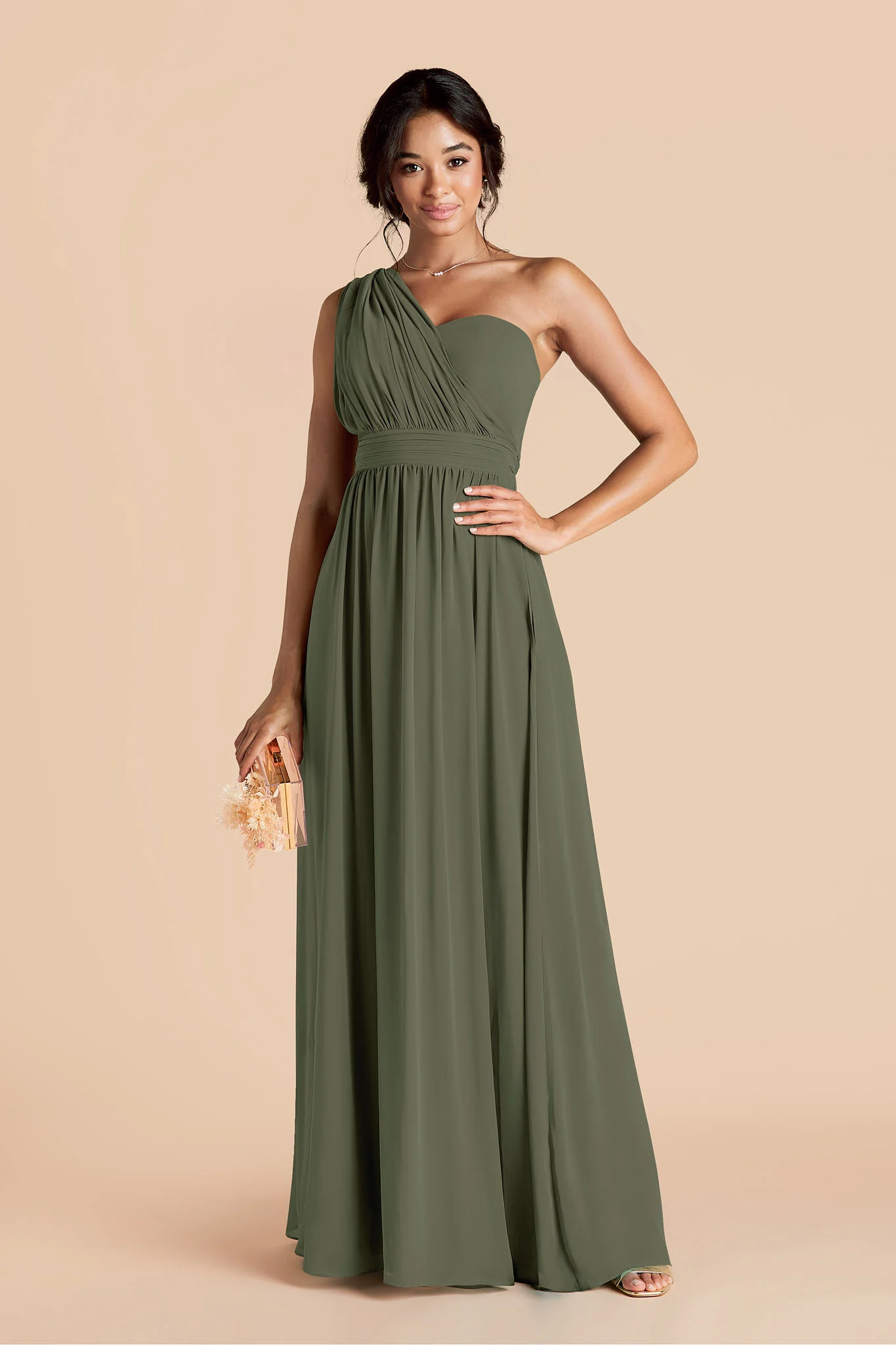 Grace Chiffon Dress - Olive
