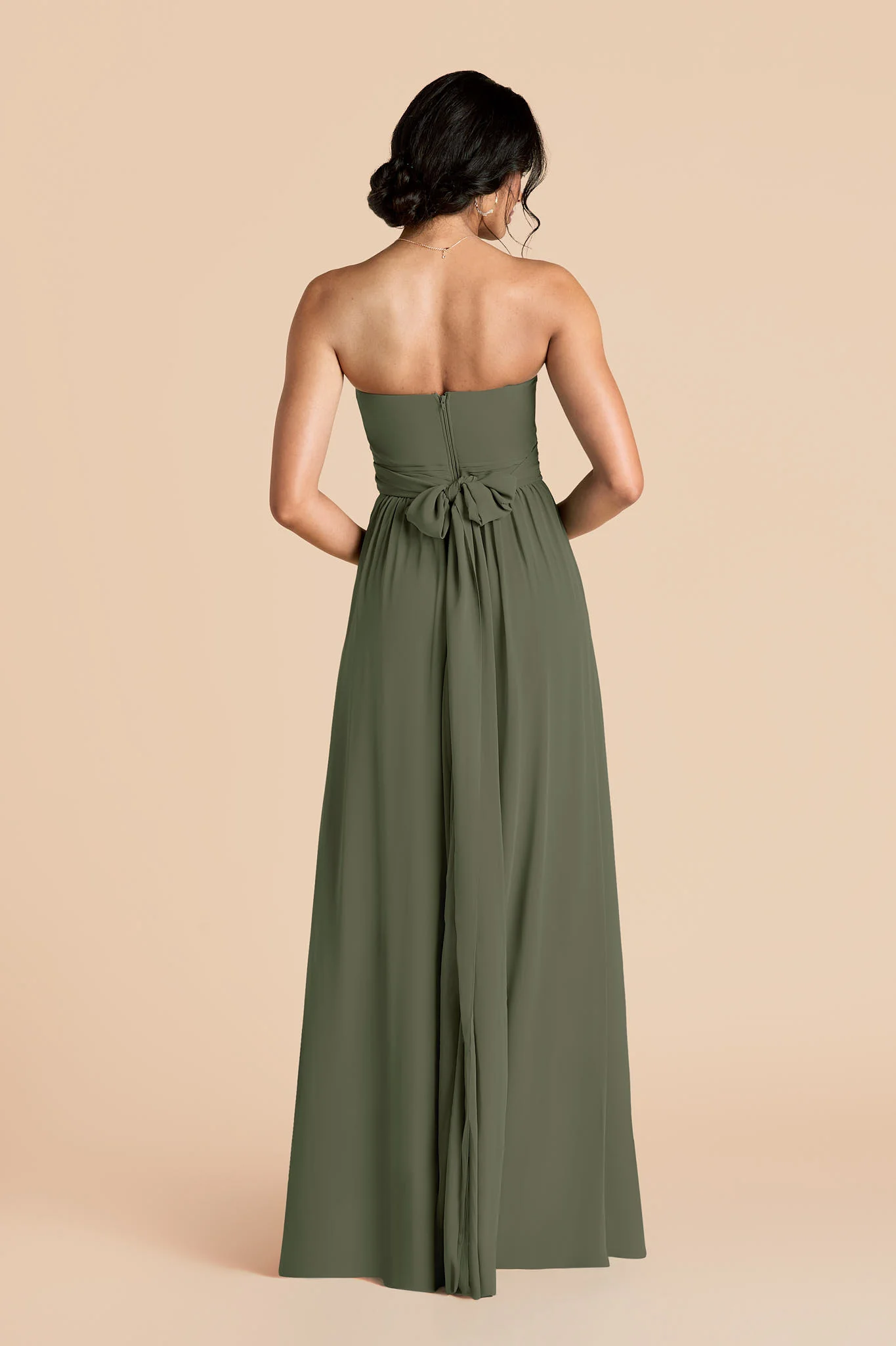 Grace Chiffon Dress - Olive - Image 3