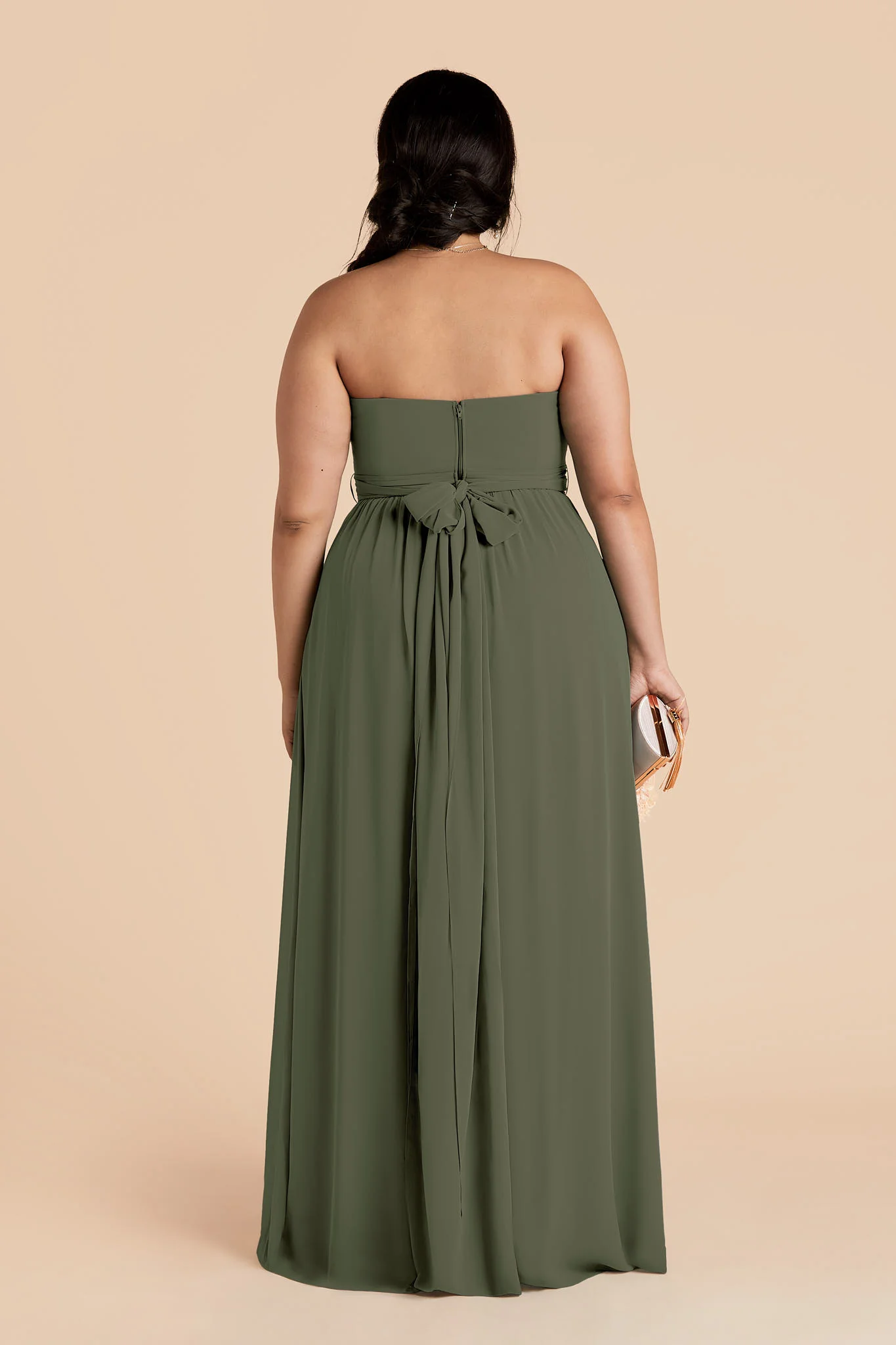 Grace Chiffon Dress - Olive - Image 4