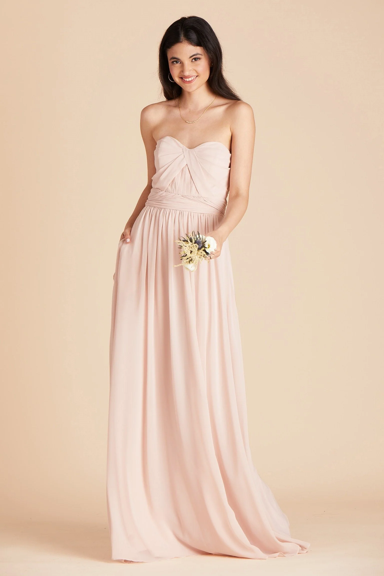 Grace Chiffon Dress - Pale Blush - Image 4