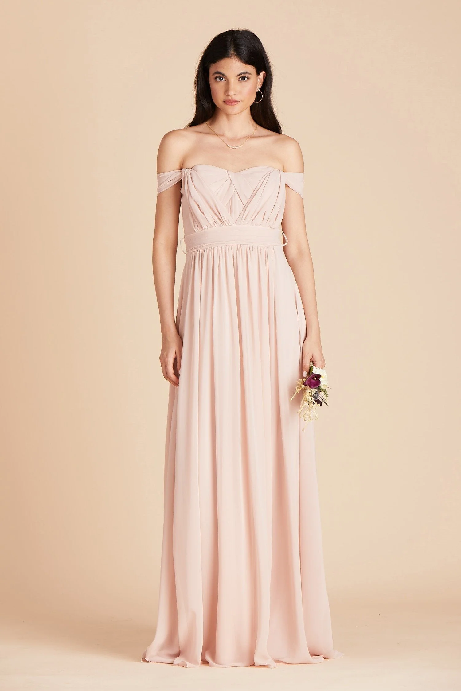 Grace Chiffon Dress - Pale Blush - Image 7