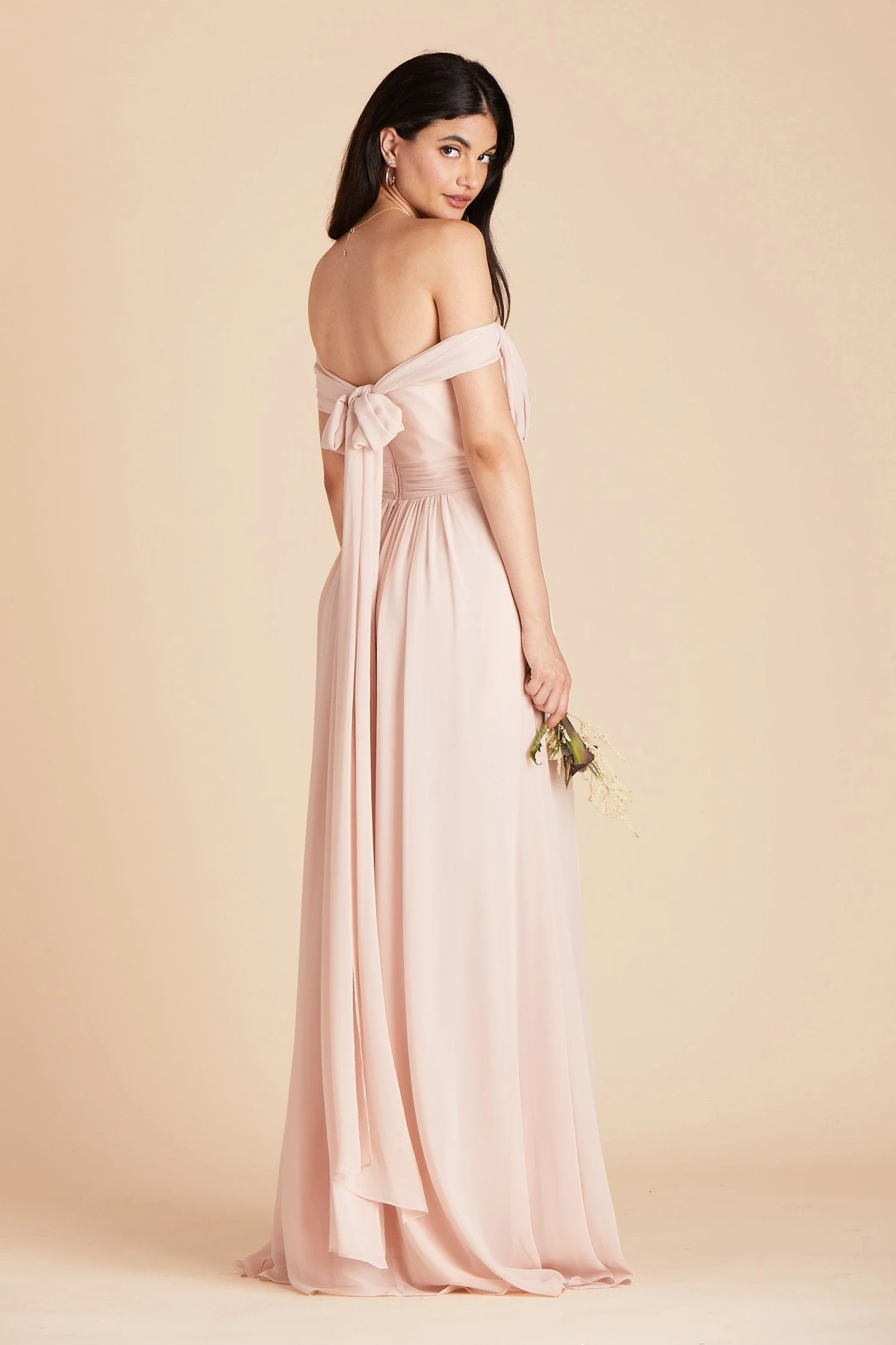 Grace Chiffon Dress - Pale Blush - Image 9