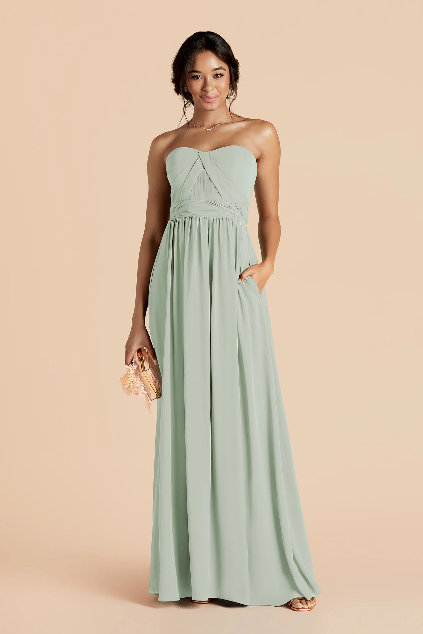 Grace Chiffon Dress - Sage - Image 4