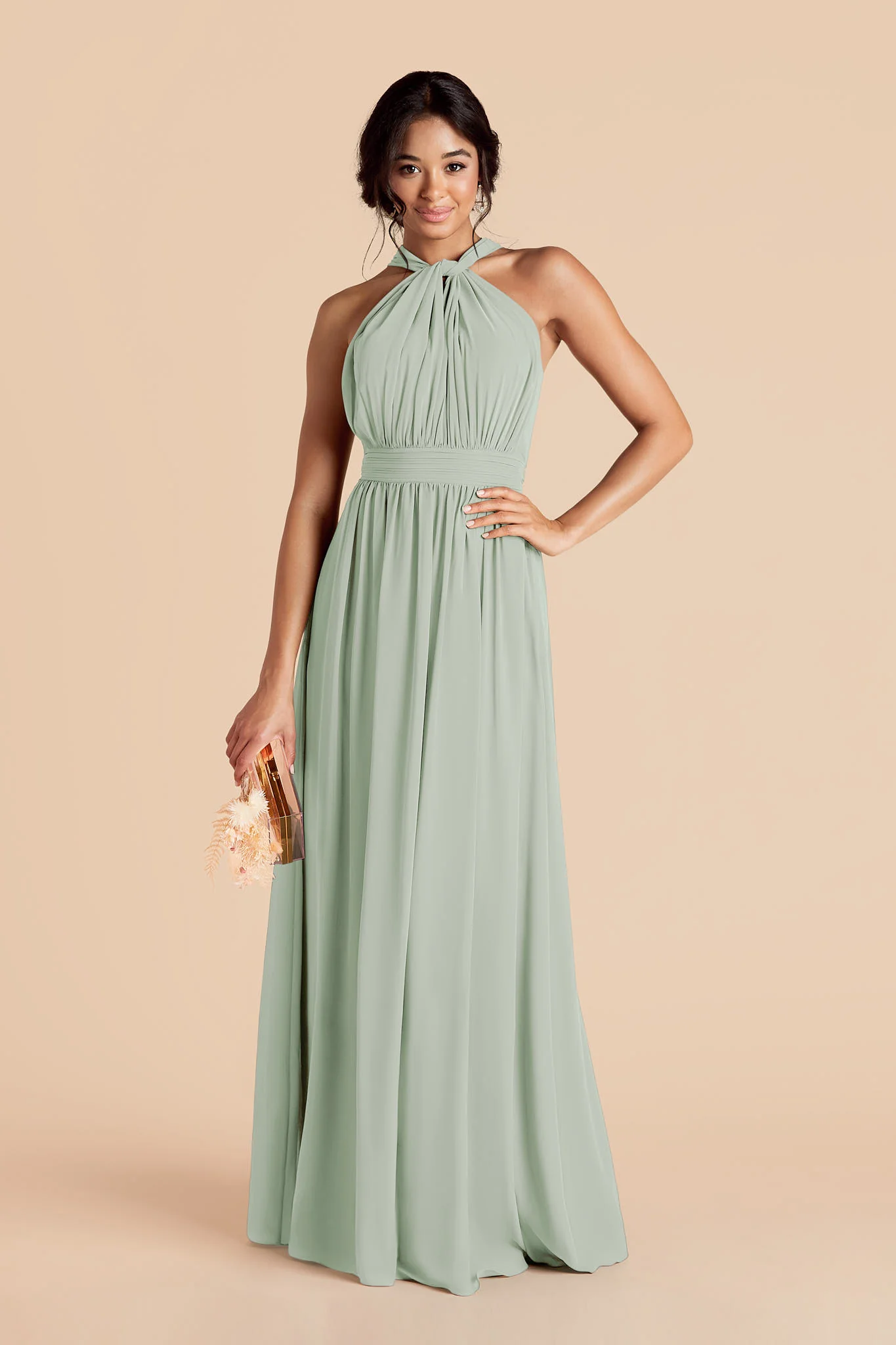 Grace Chiffon Dress - Sage - Image 8