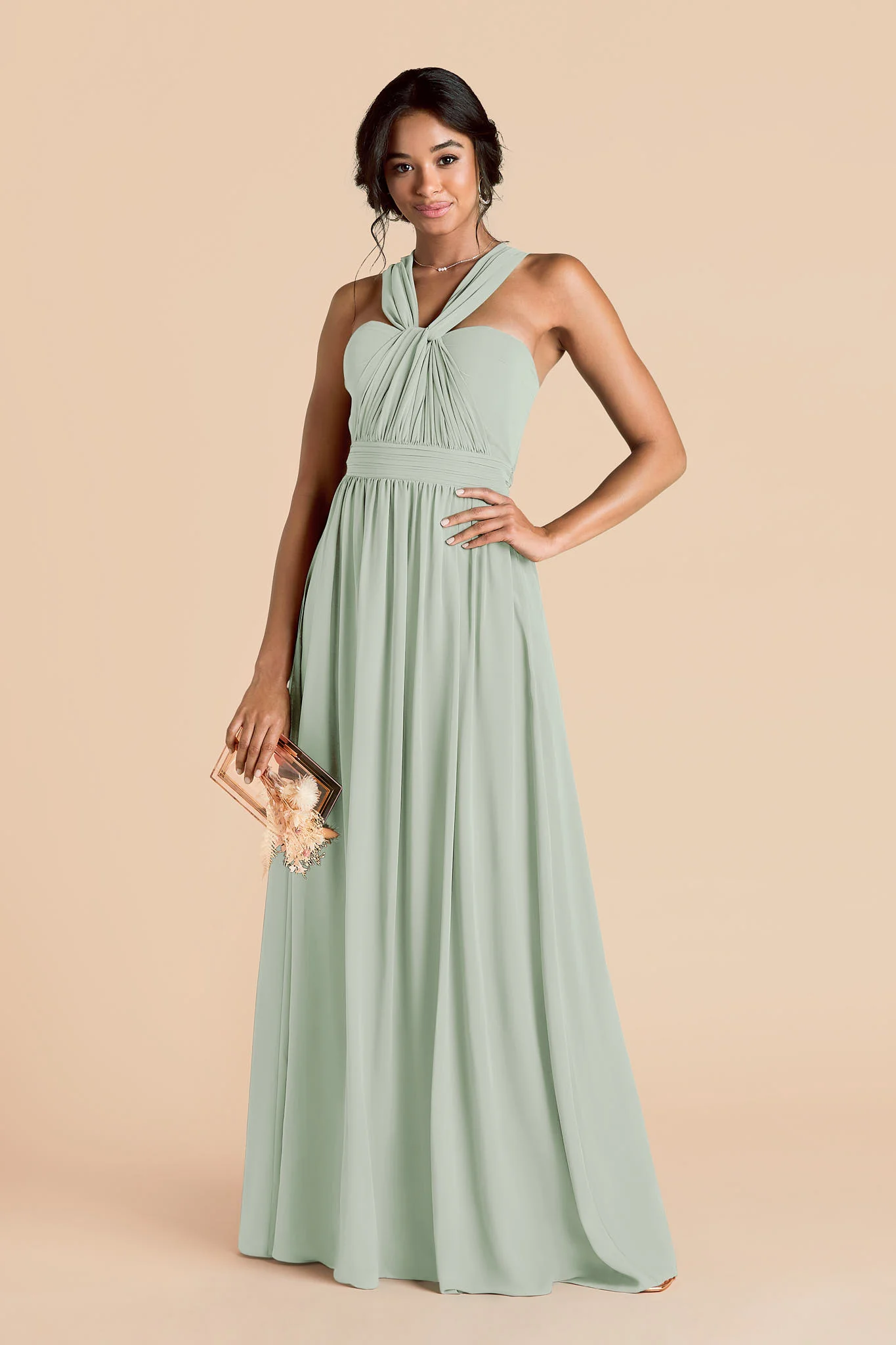 Grace Chiffon Dress - Sage - Image 9