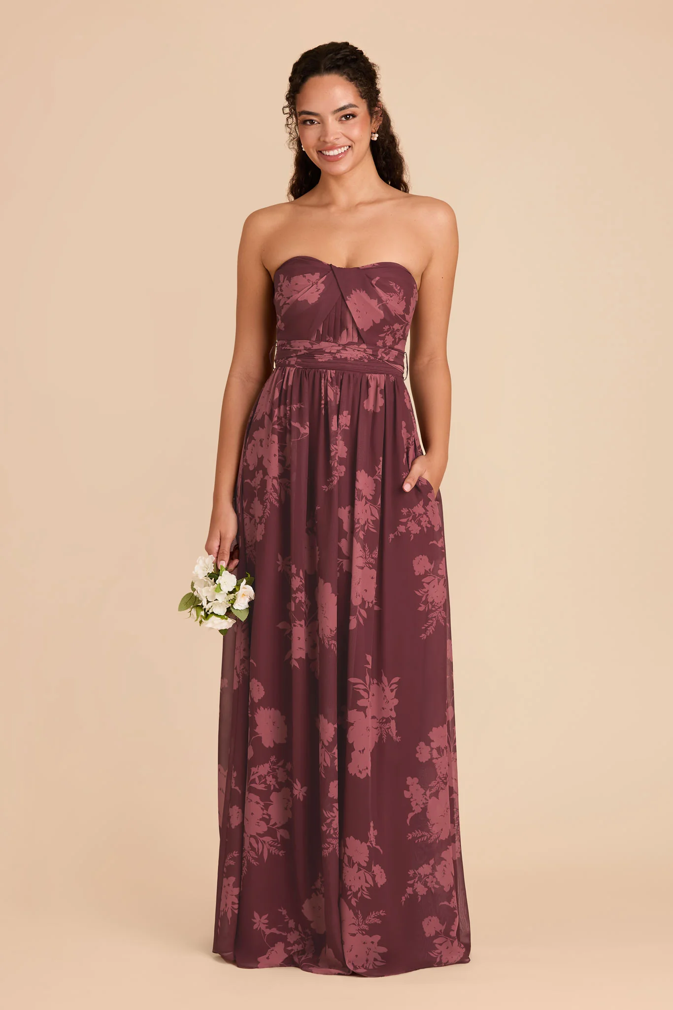 Grace Chiffon Dress - Sangria Whimsical Blooms - Image 3