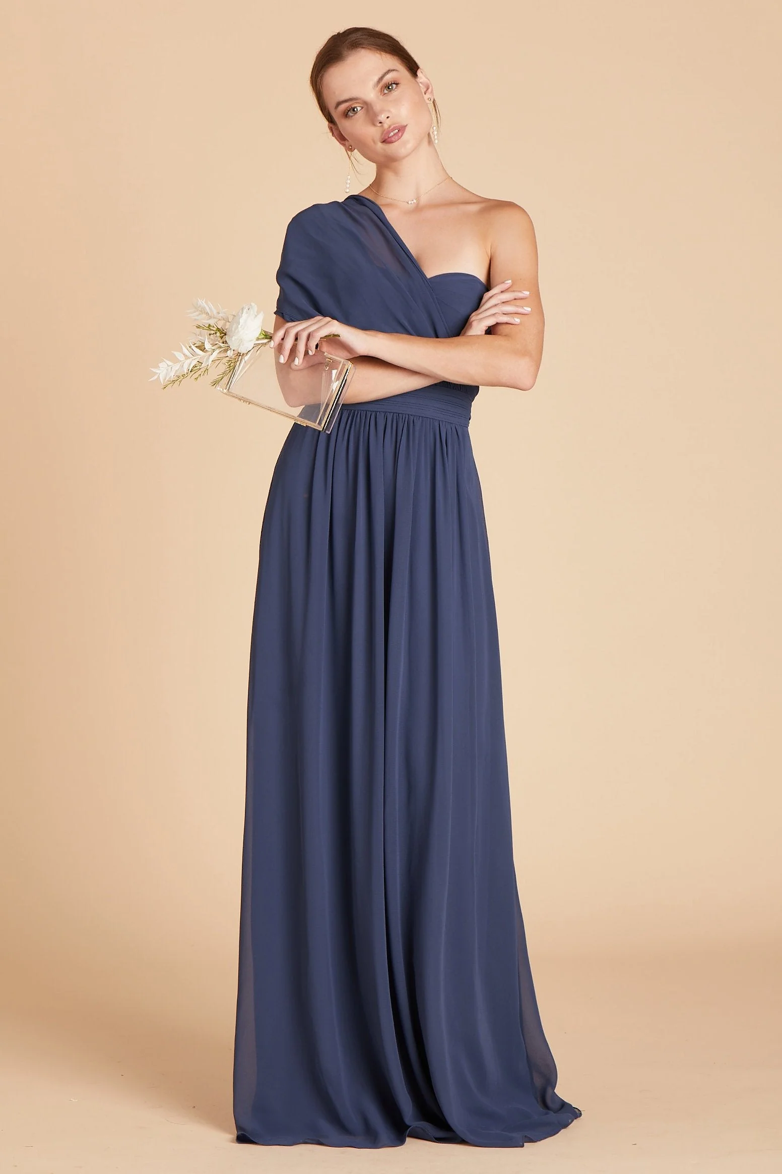 Grace Chiffon Dress - Slate Blue - Image 10