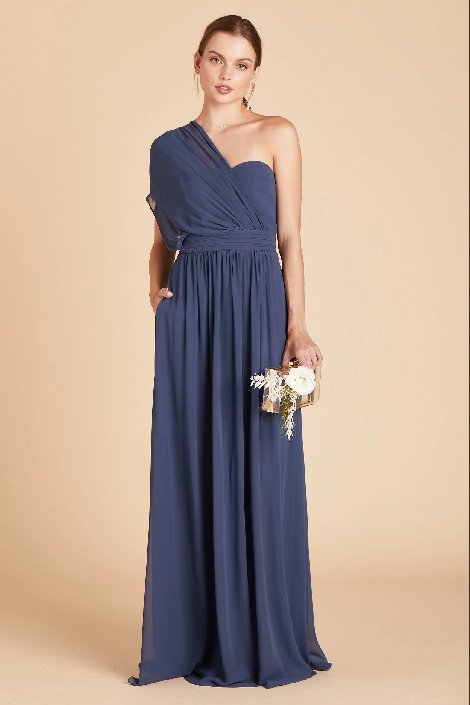 Grace Chiffon Dress - Slate Blue - Image 11