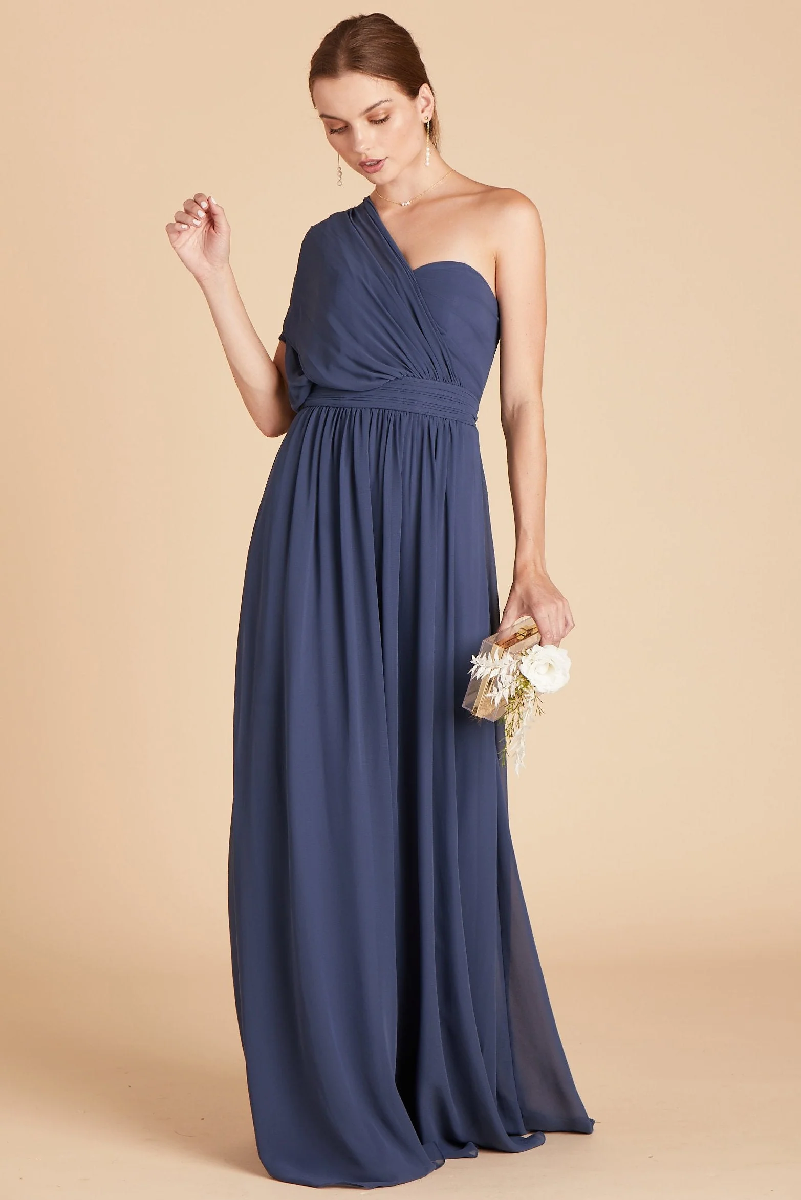 Grace Chiffon Dress - Slate Blue - Image 12