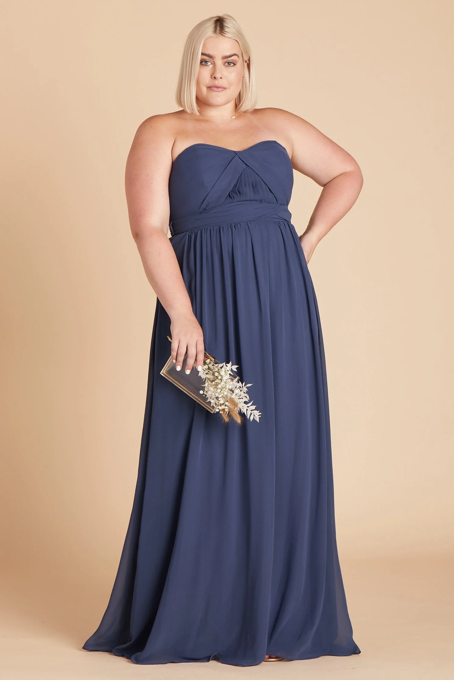 Grace Chiffon Dress - Slate Blue - Image 16