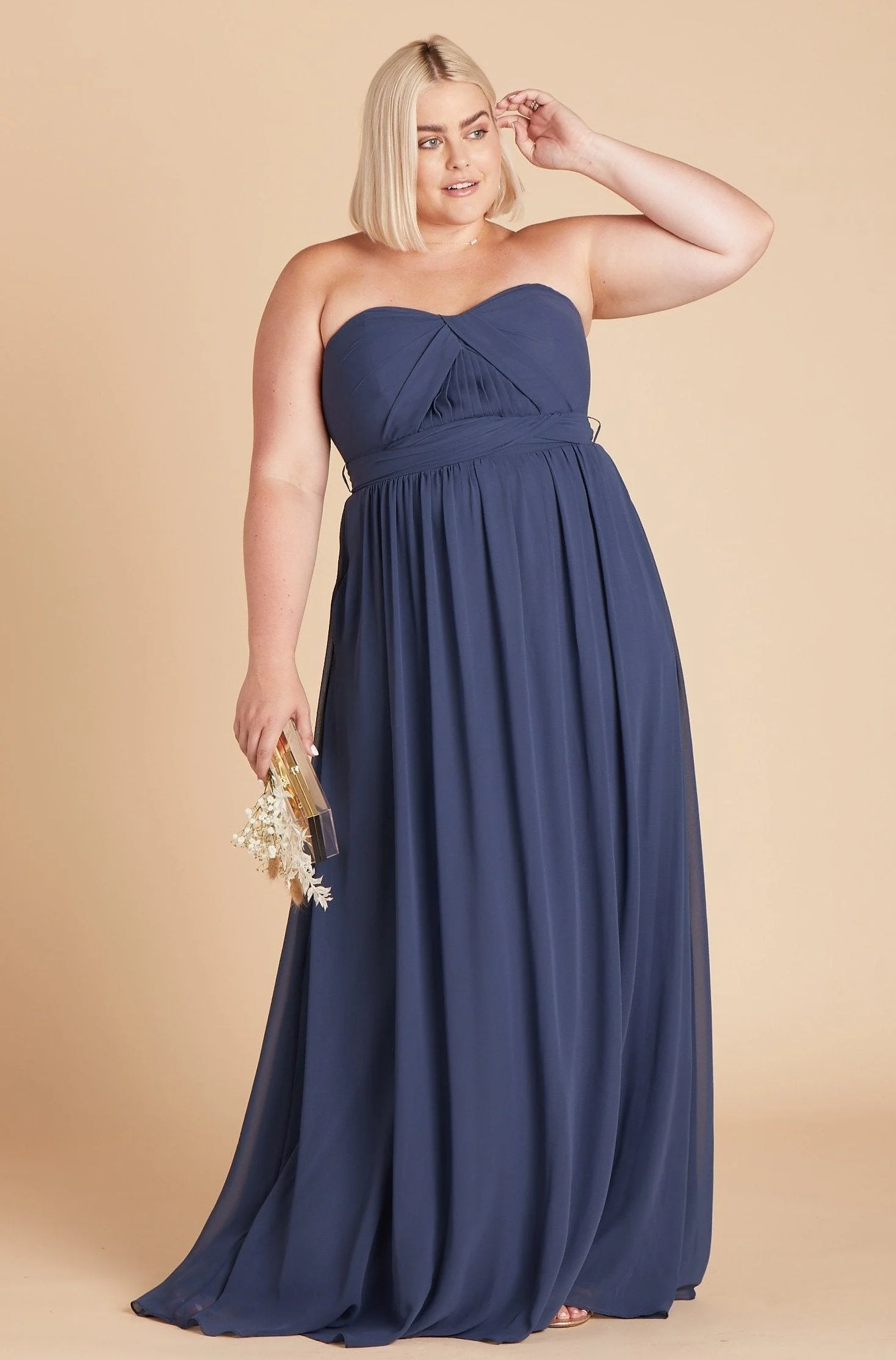 Grace Chiffon Dress - Slate Blue - Image 17