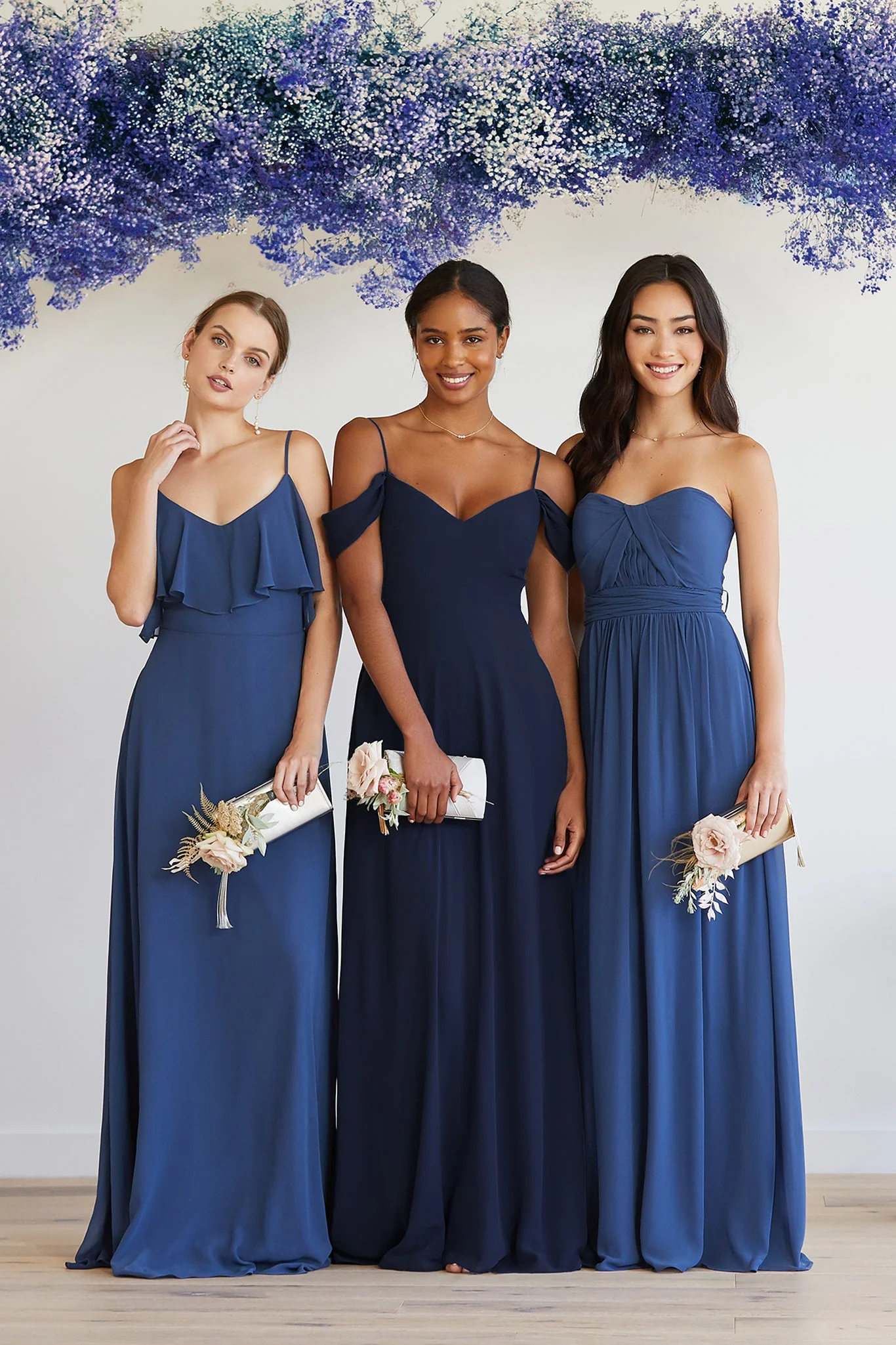 Grace Chiffon Dress - Slate Blue - Image 3