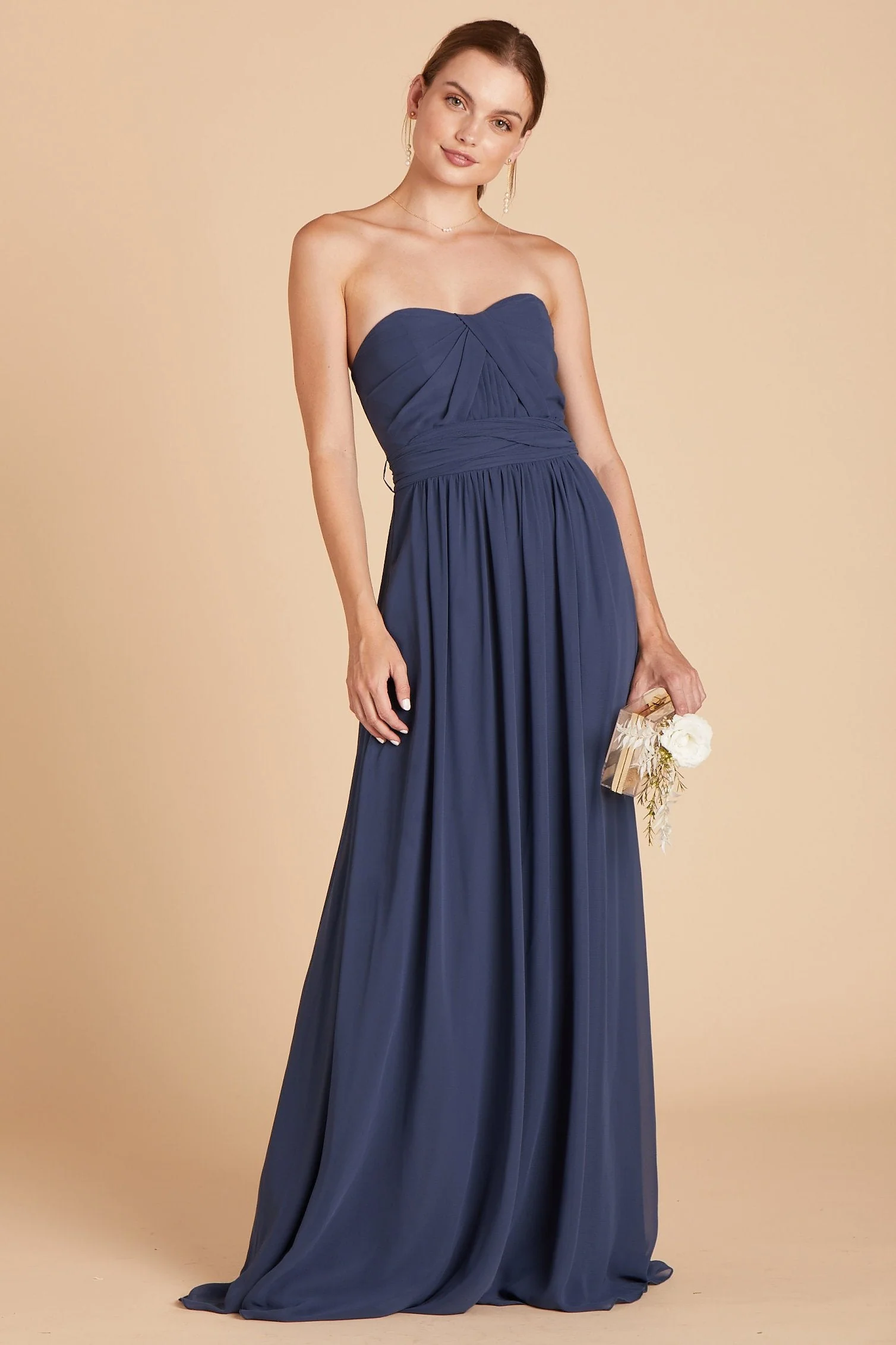 Grace Chiffon Dress - Slate Blue - Image 4