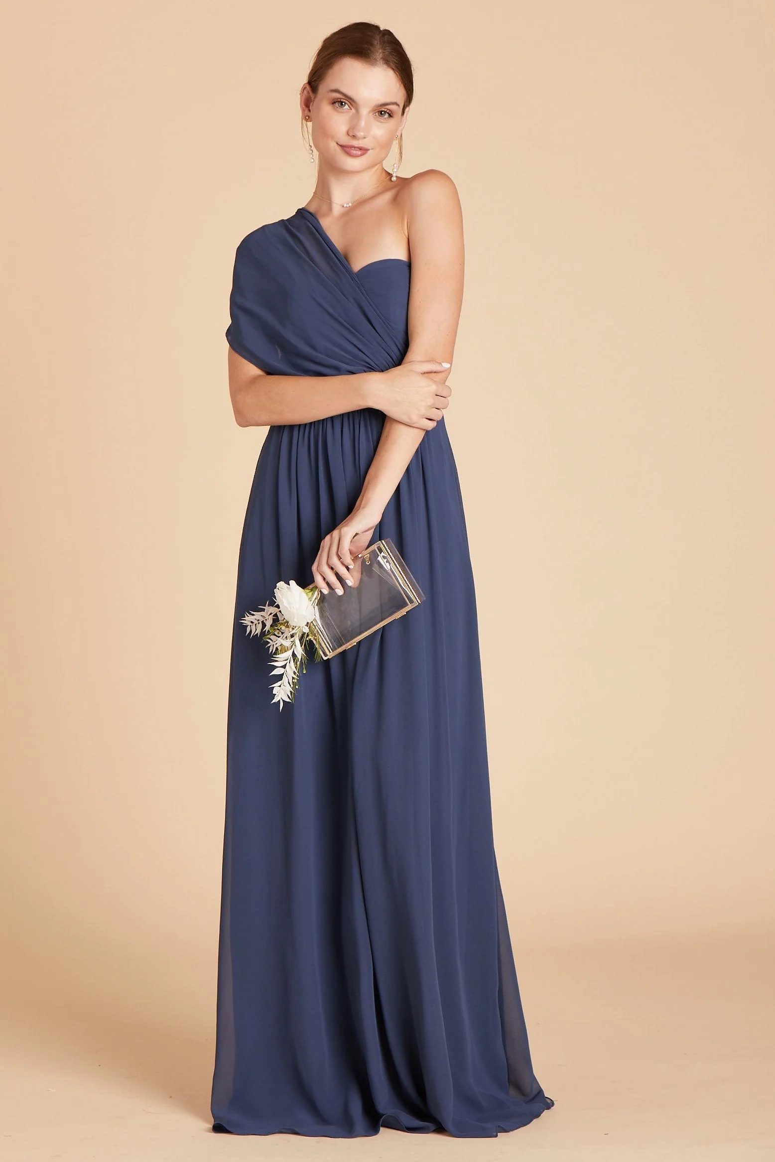 Grace Chiffon Dress - Slate Blue - Image 5