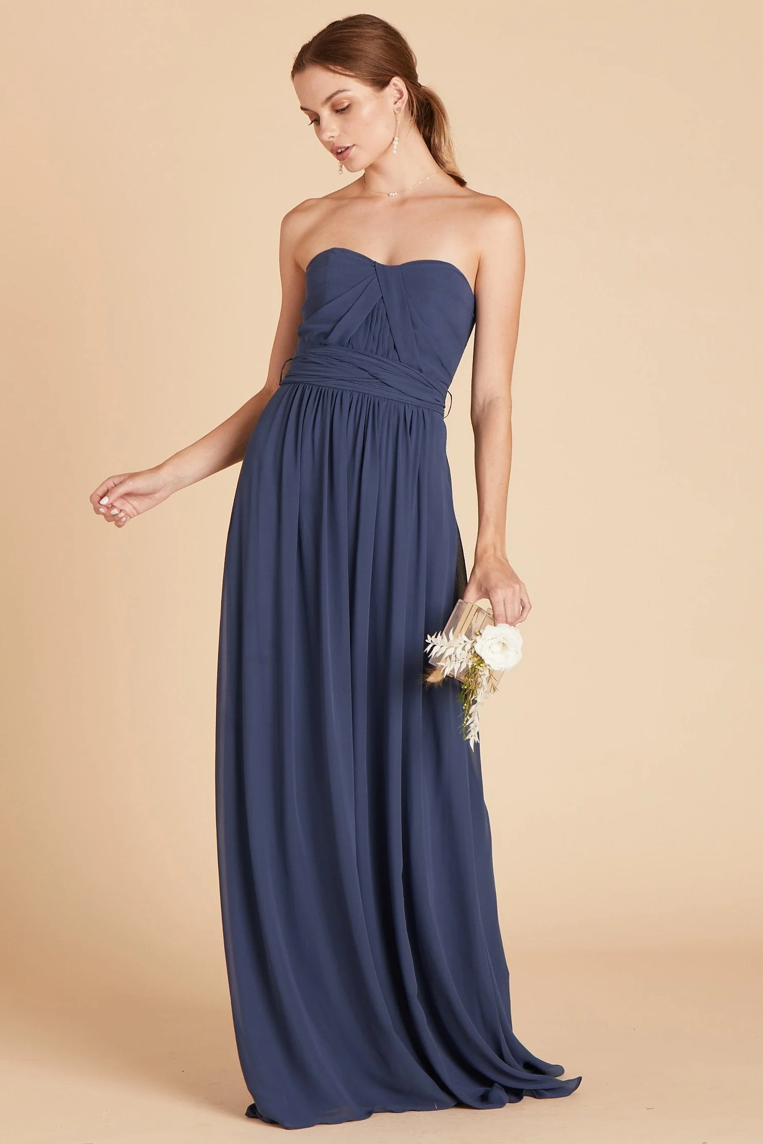 Grace Chiffon Dress - Slate Blue - Image 7