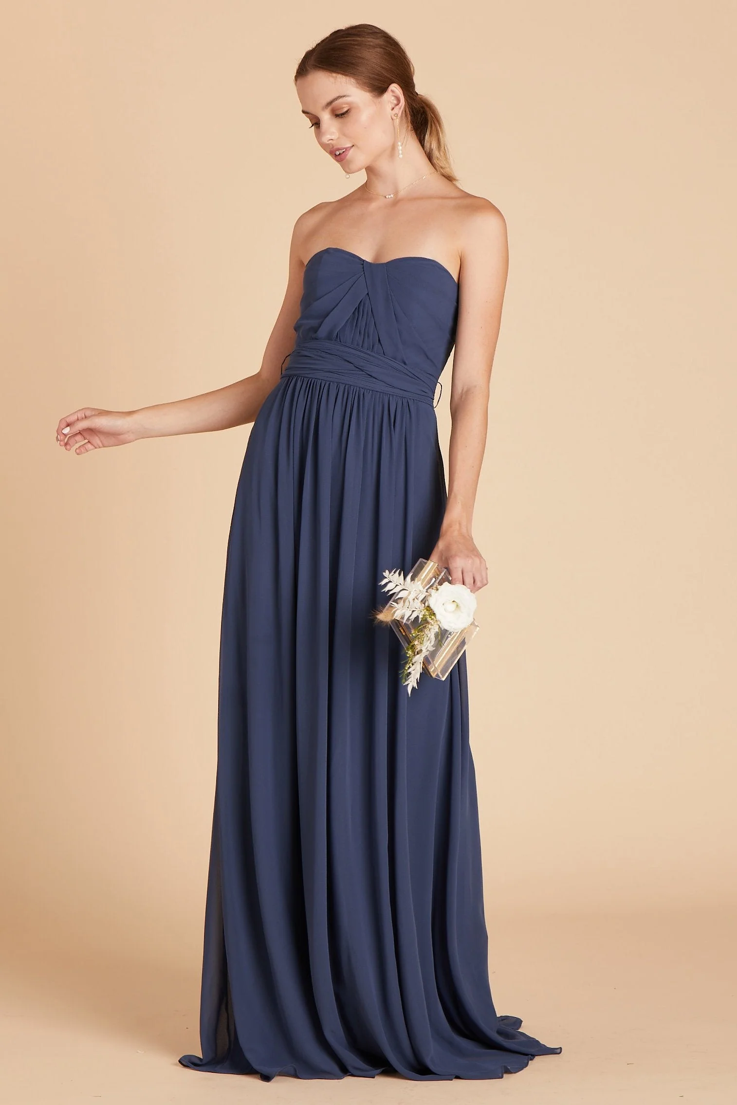 Grace Chiffon Dress - Slate Blue - Image 9