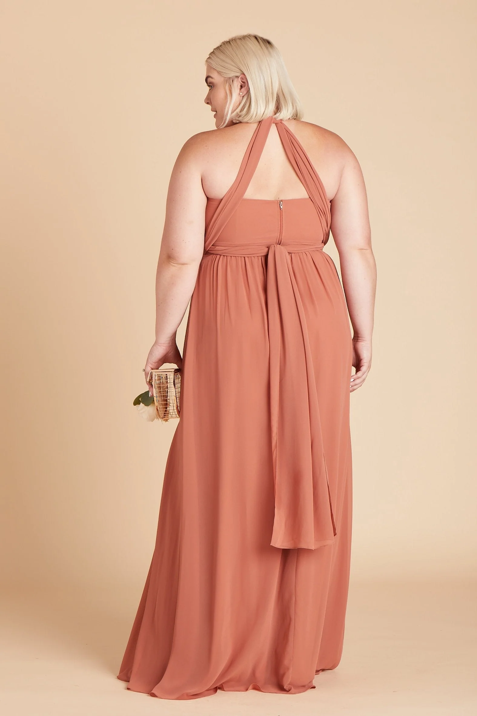 Grace Chiffon Dress - Terracotta - Image 15