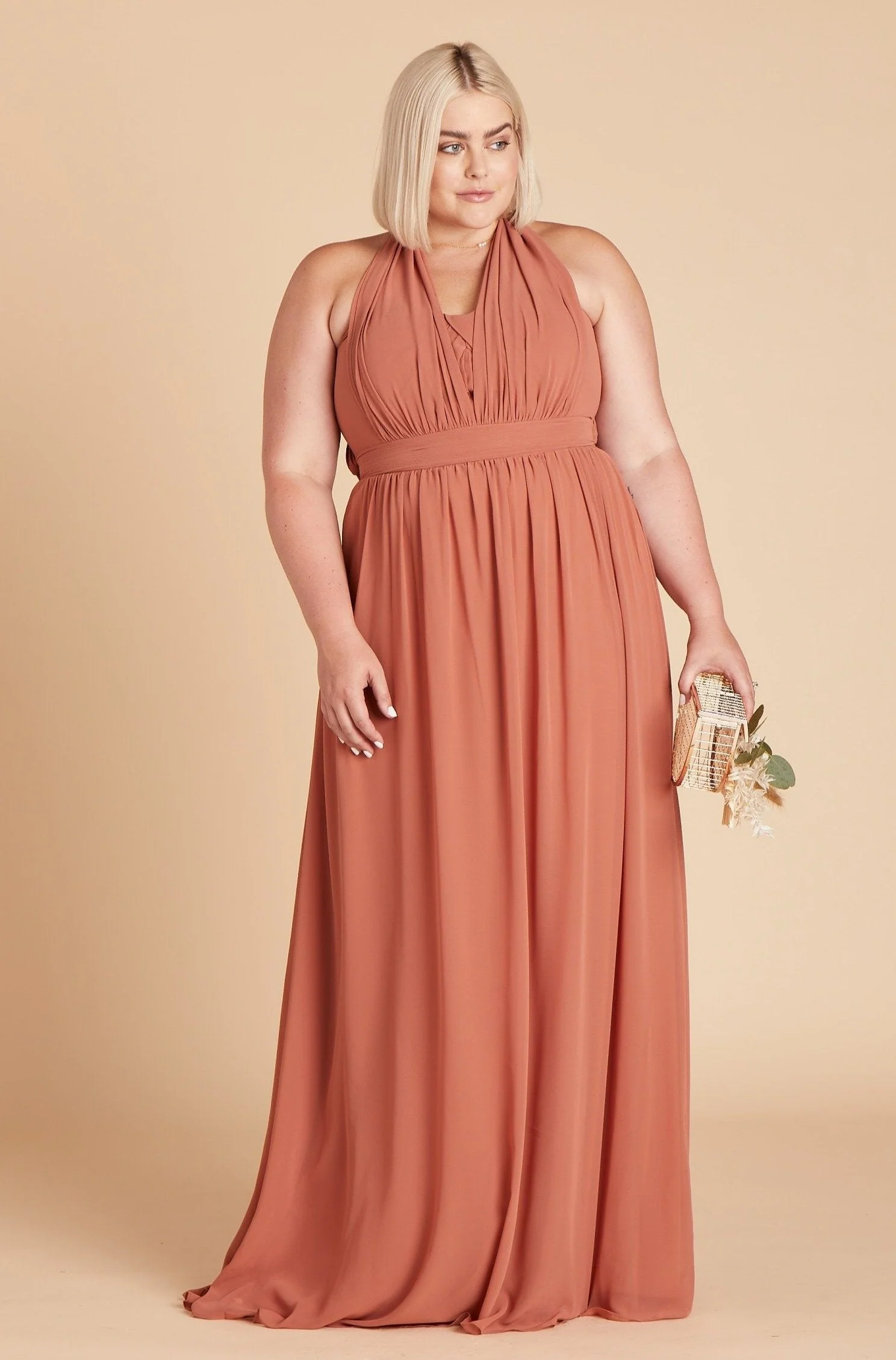 Grace Chiffon Dress - Terracotta - Image 2
