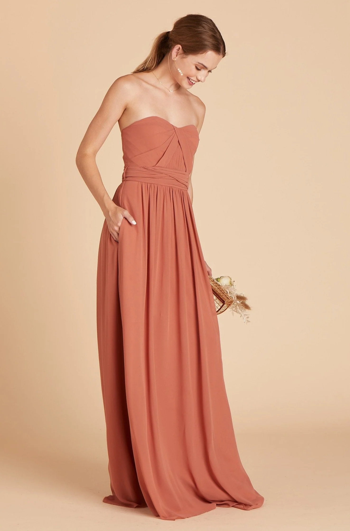 Grace Chiffon Dress - Terracotta - Image 7