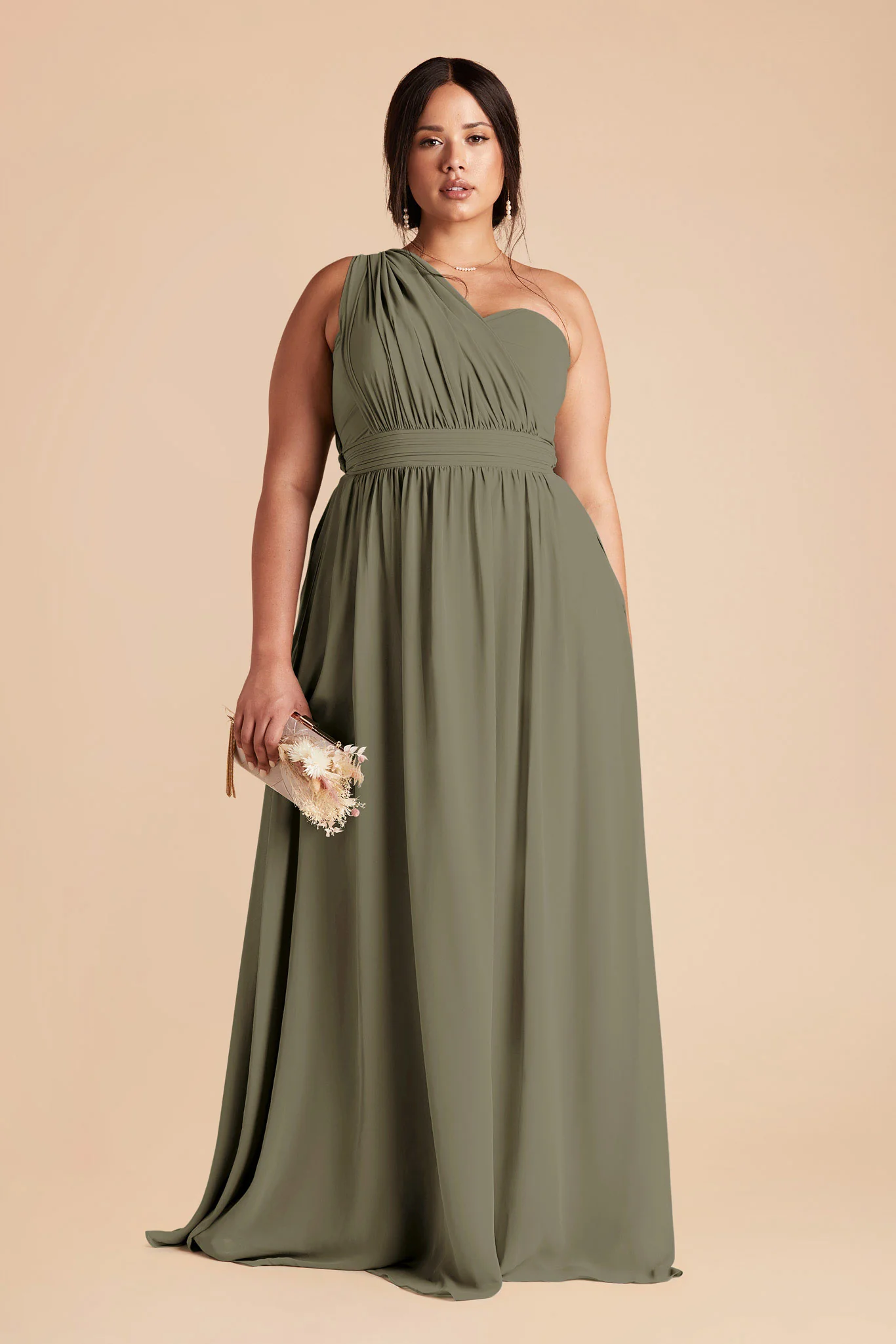 Grace Chiffon Dress - Thyme - Image 2