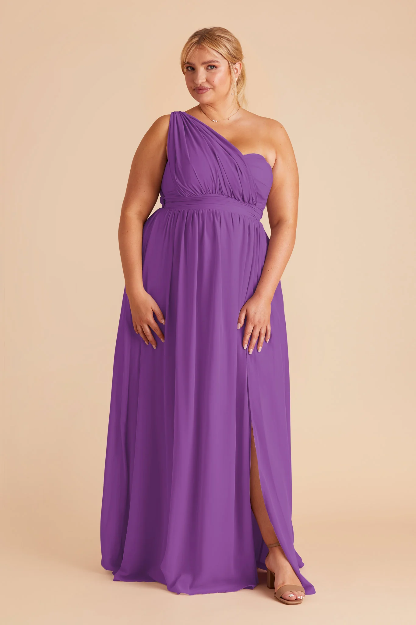 Grace Chiffon Dress With Slit - Amethyst - Image 2