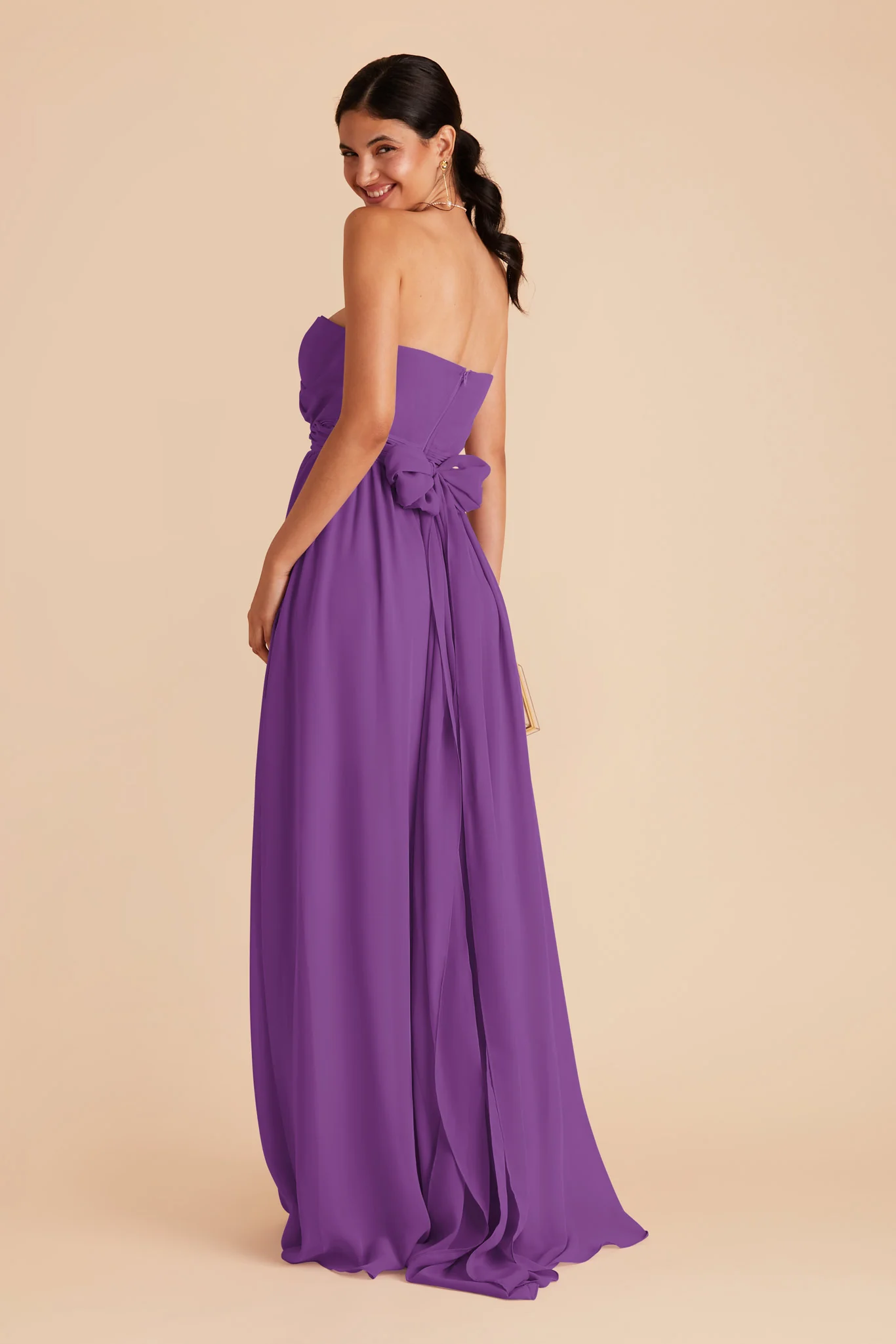 Grace Chiffon Dress With Slit - Amethyst - Image 5