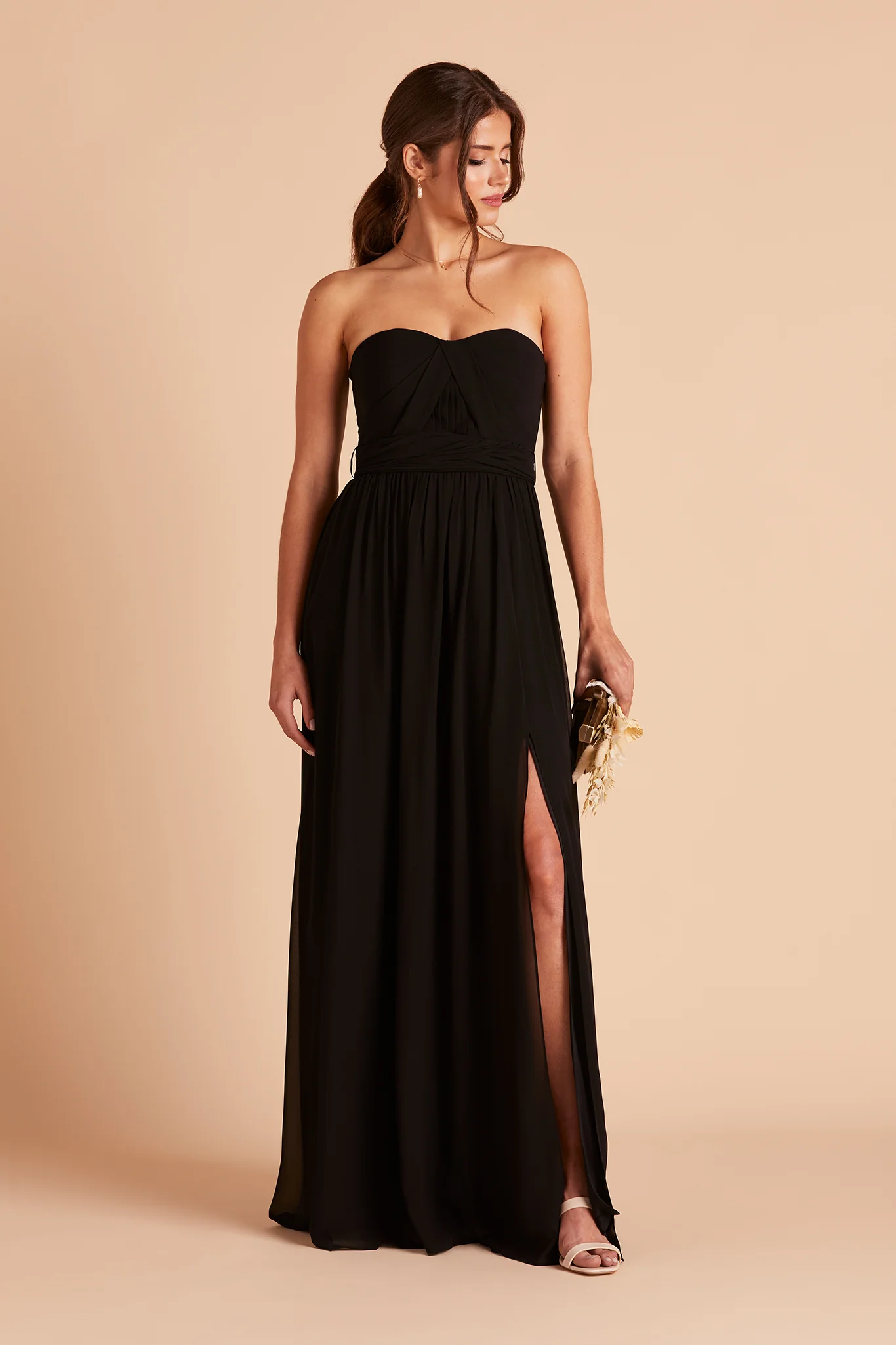 Grace Chiffon Dress With Slit - Black - Image 7