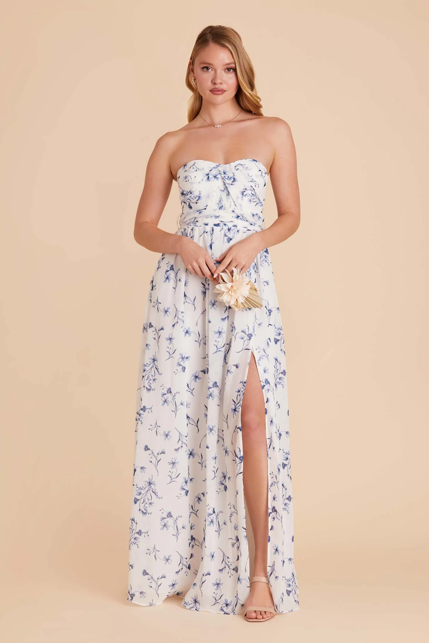 Grace Chiffon Dress With Slit - Blue Le Fleur - Image 4