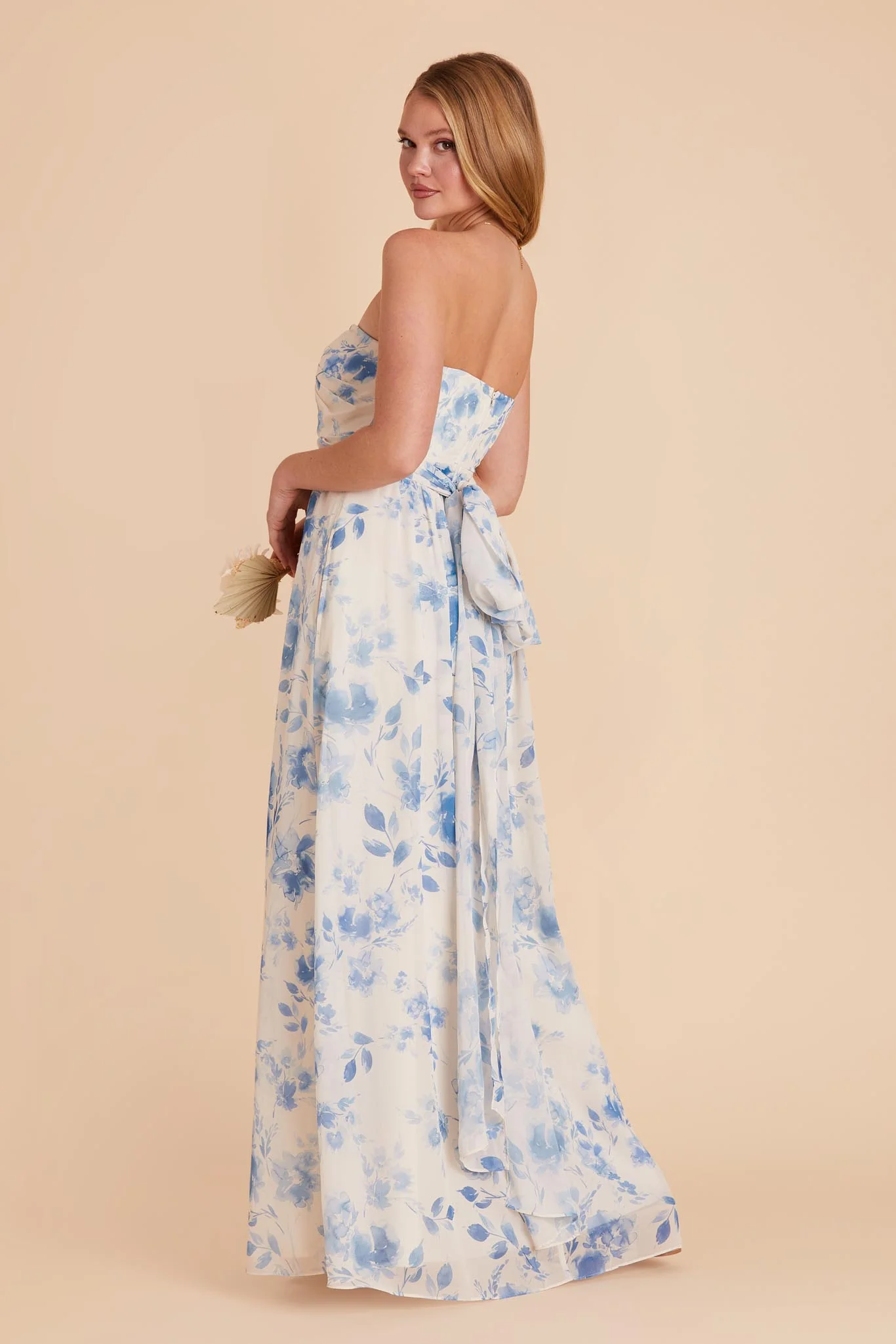 Grace Chiffon Dress With Slit - Blue Rococo Floral - Image 8