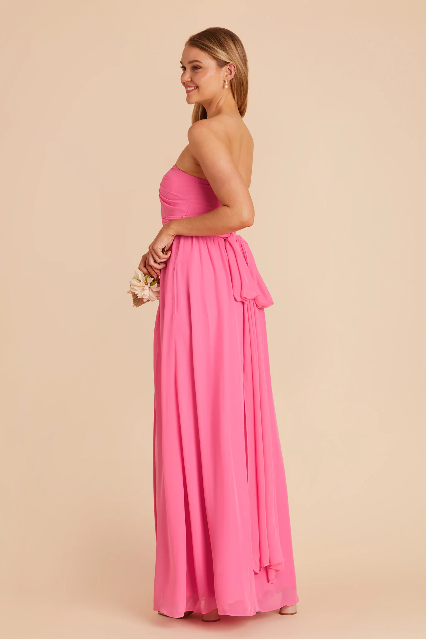 Grace Chiffon Dress With Slit - Bon Bon Pink - Image 7