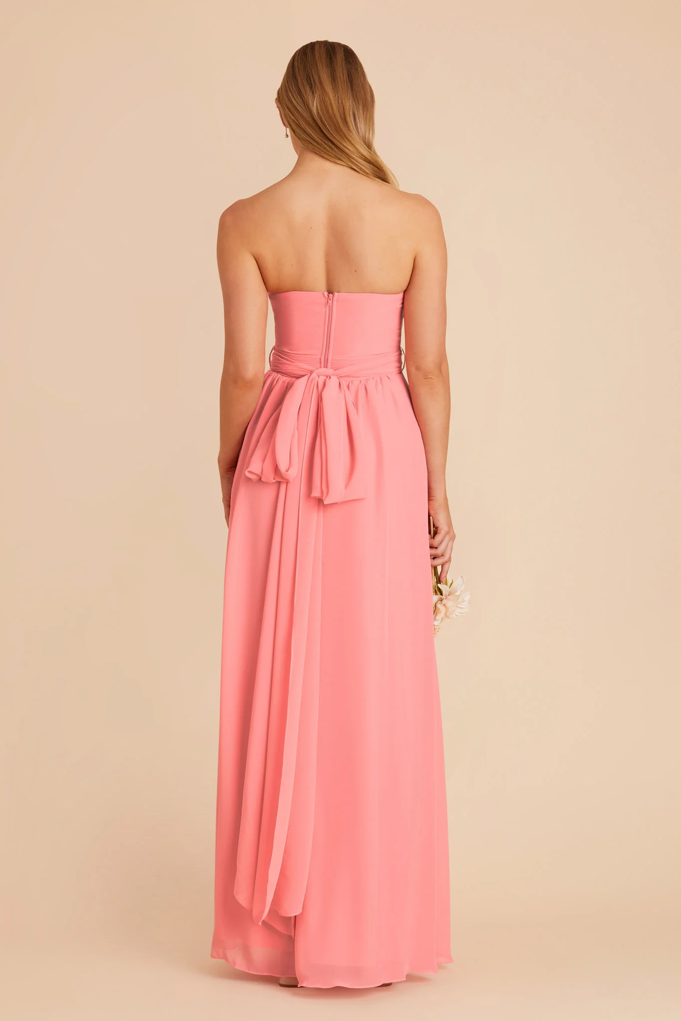 Grace Chiffon Dress With Slit - Coral Pink - Image 8