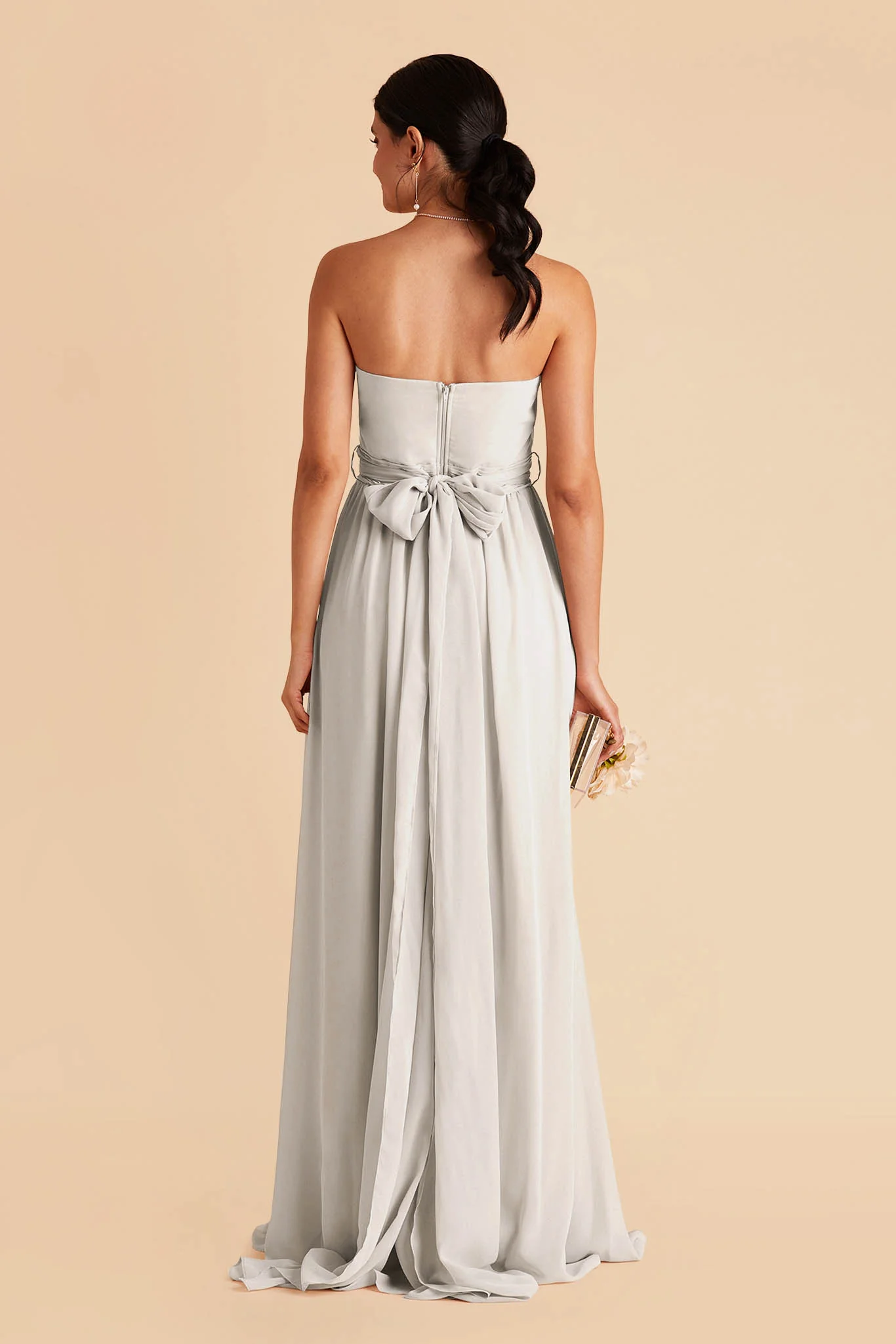Grace Chiffon Dress With Slit - Dove Gray - Image 5
