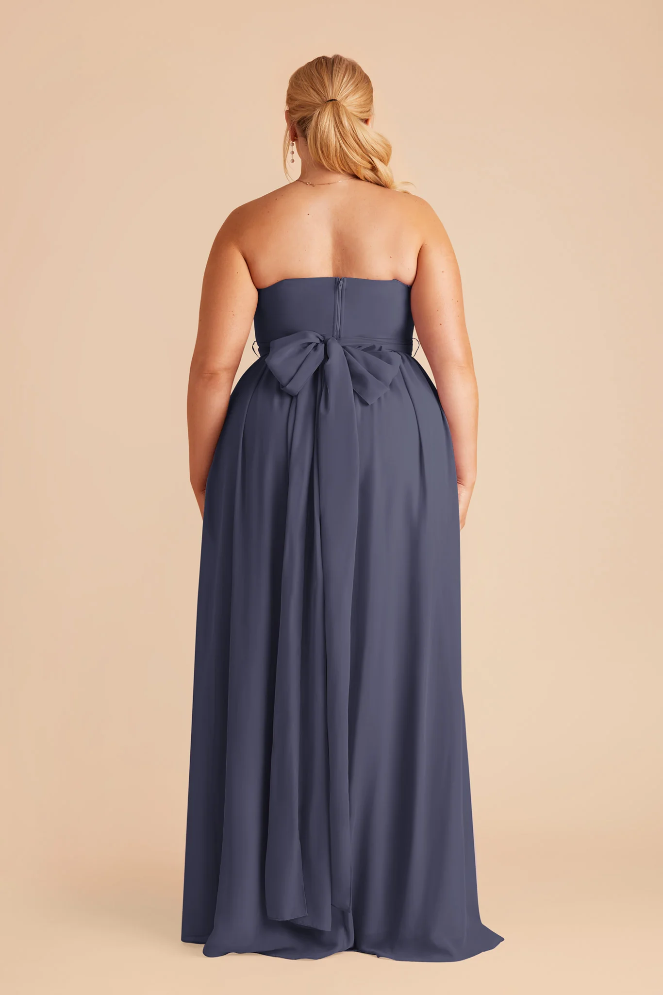 Grace Chiffon Dress With Slit - Dusk Blue - Image 7