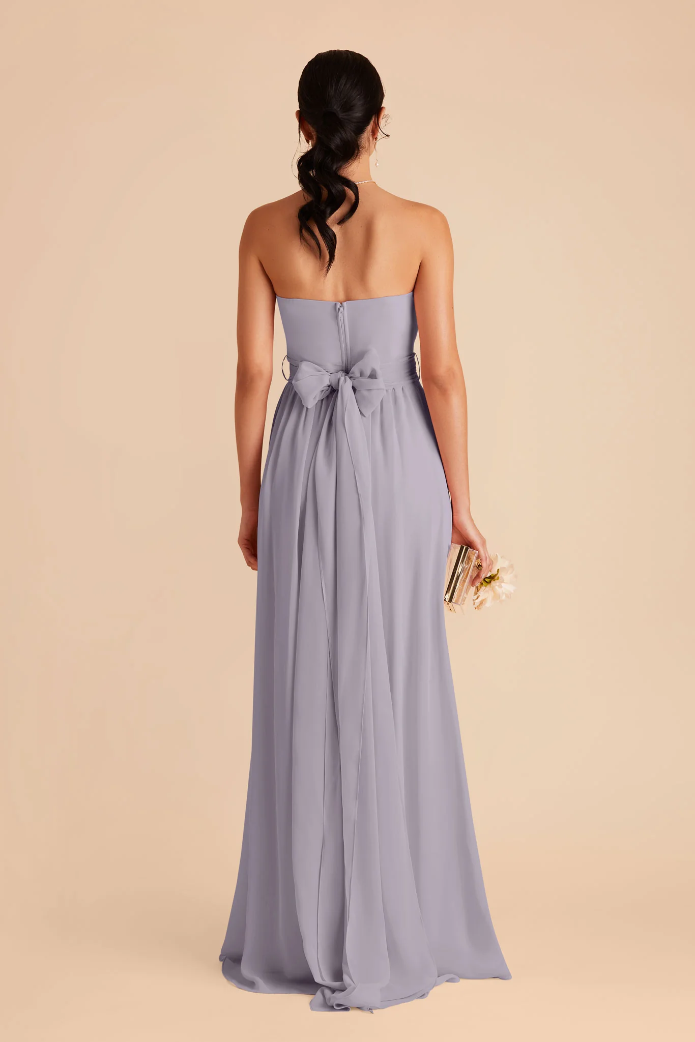 Grace Chiffon Dress With Slit - Dusty Lilac - Image 6