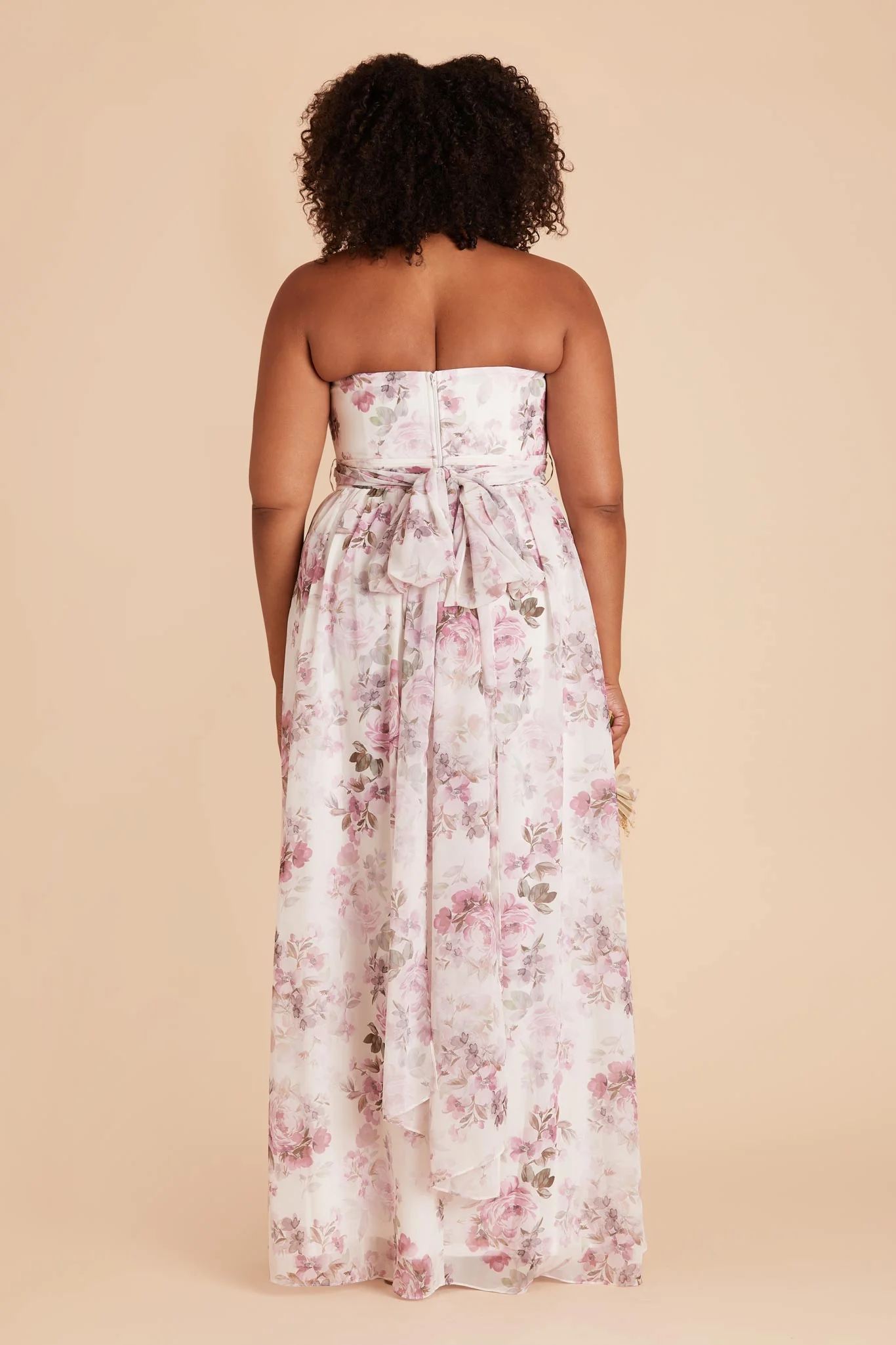 Grace Chiffon Dress With Slit - Dusty Pink Peonies - Image 20