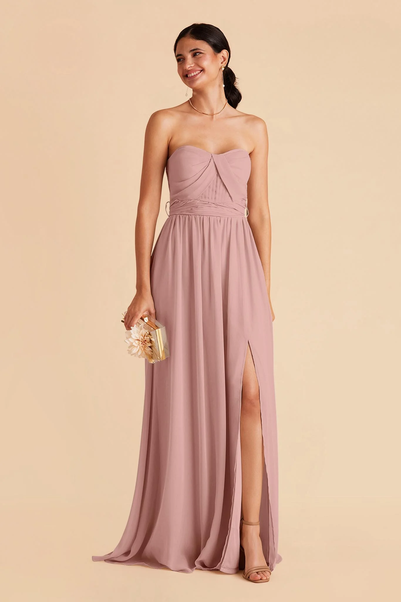 Grace Chiffon Dress With Slit - English Rose