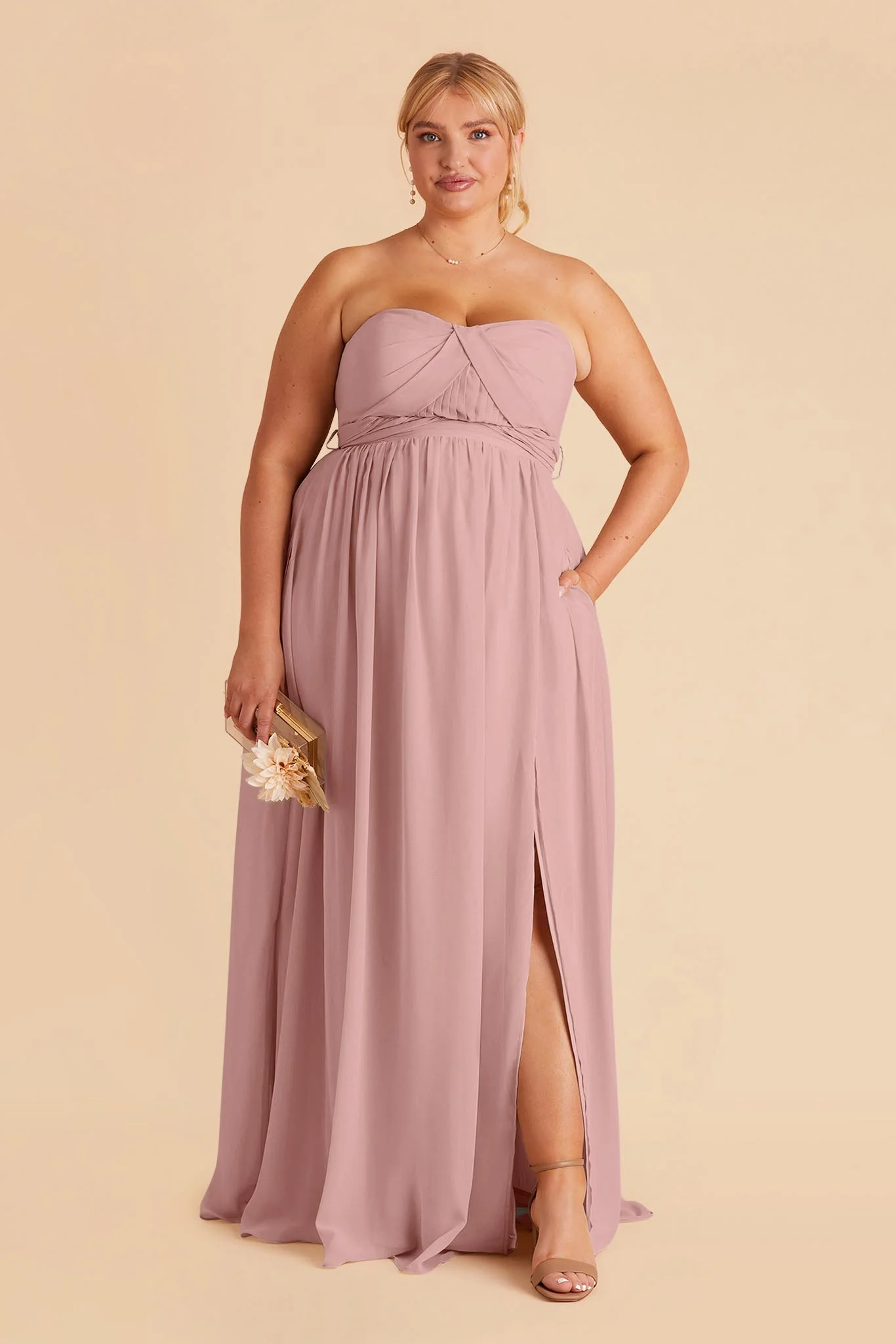 Grace Chiffon Dress With Slit - English Rose - Image 6