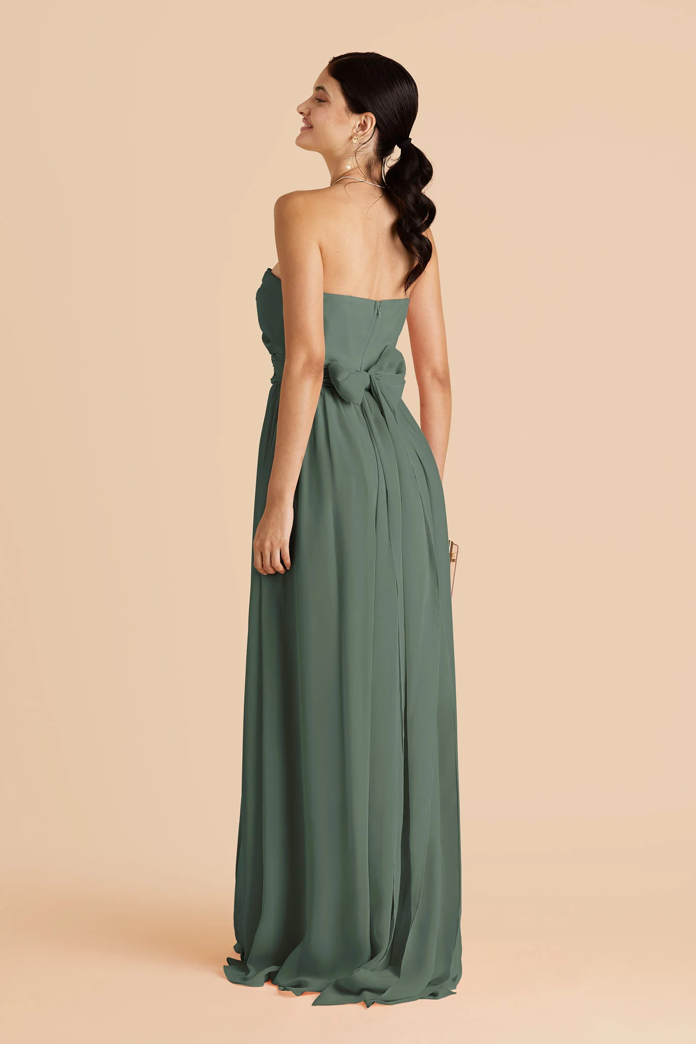 Grace Chiffon Dress With Slit - Eucalyptus - Image 10