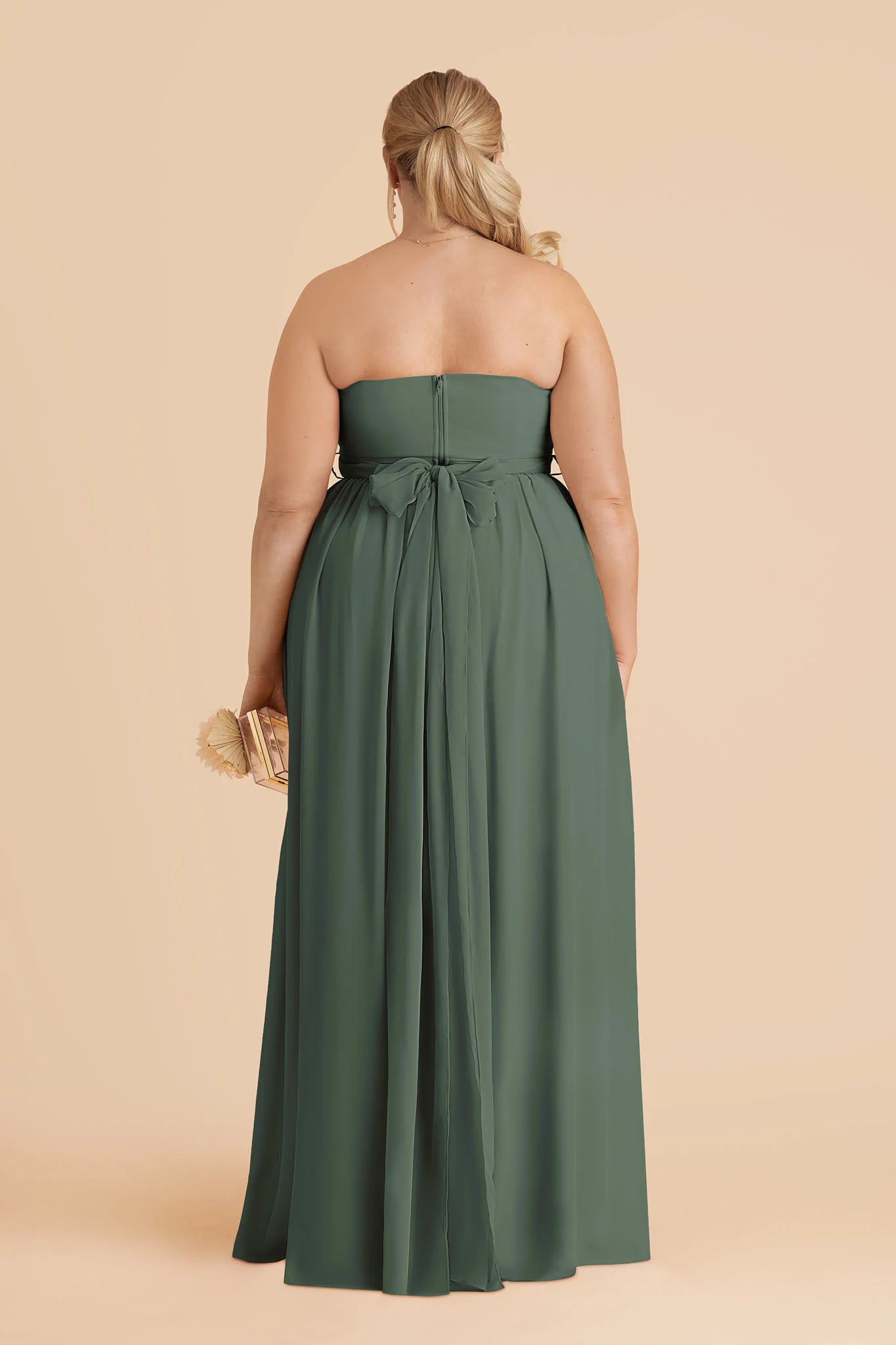 Grace Chiffon Dress With Slit - Eucalyptus - Image 19