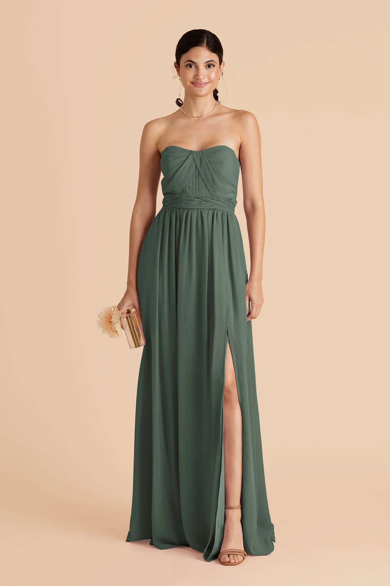 Grace Chiffon Dress With Slit - Eucalyptus - Image 6